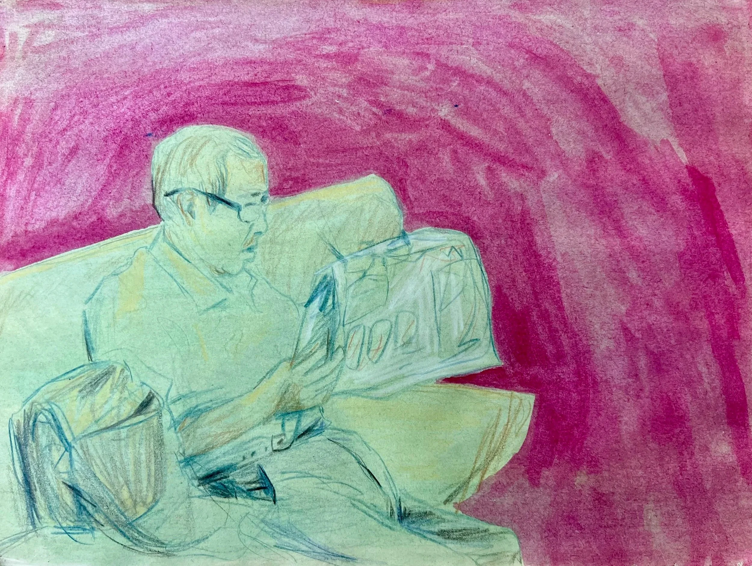 News, Watercolour and coloured pencil on paper, 21.5 x 28cm, $60.00