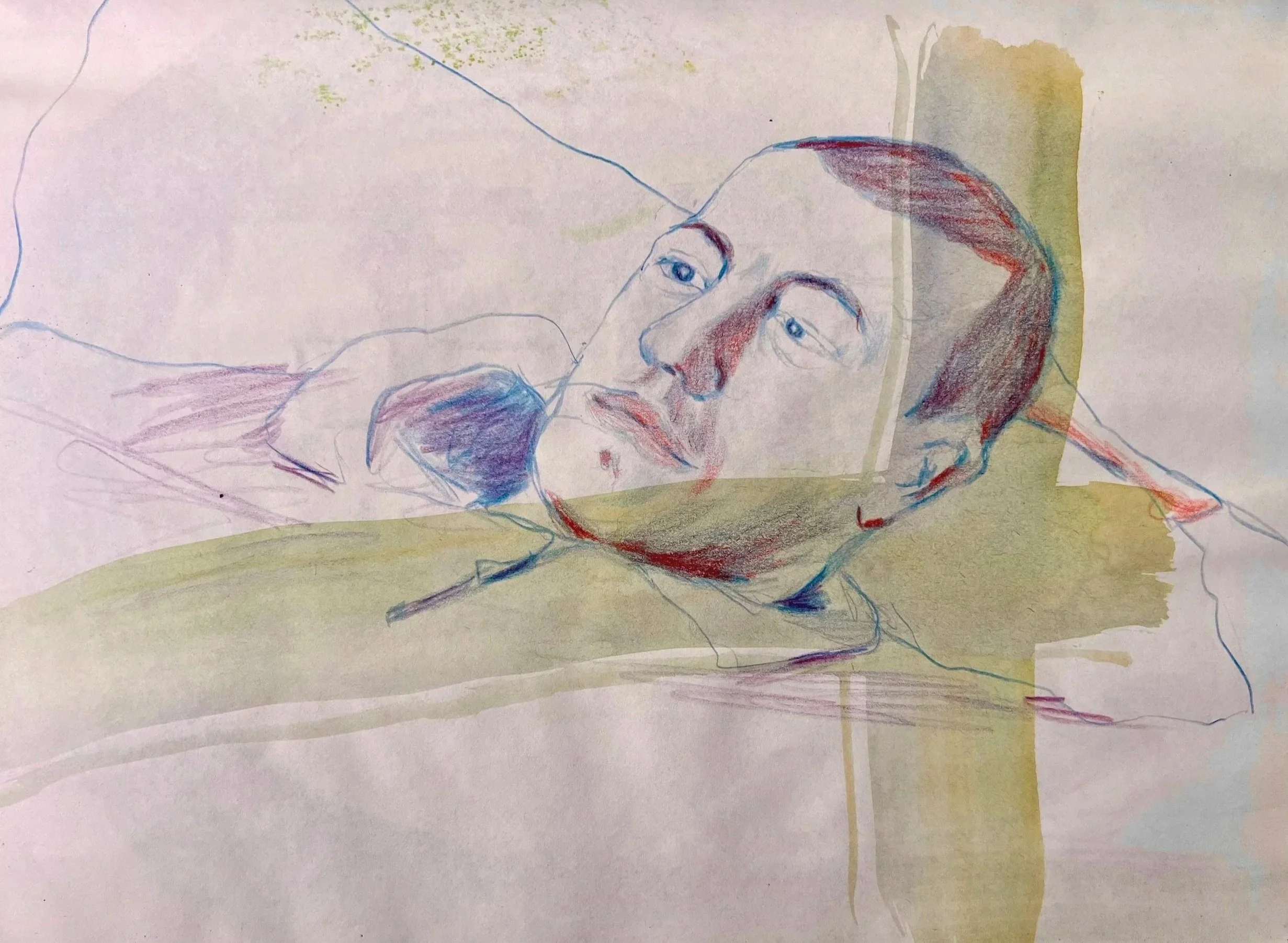 Repose, Watercolour and coloured pencil on paper, 21.5 x 28cm, $60.00