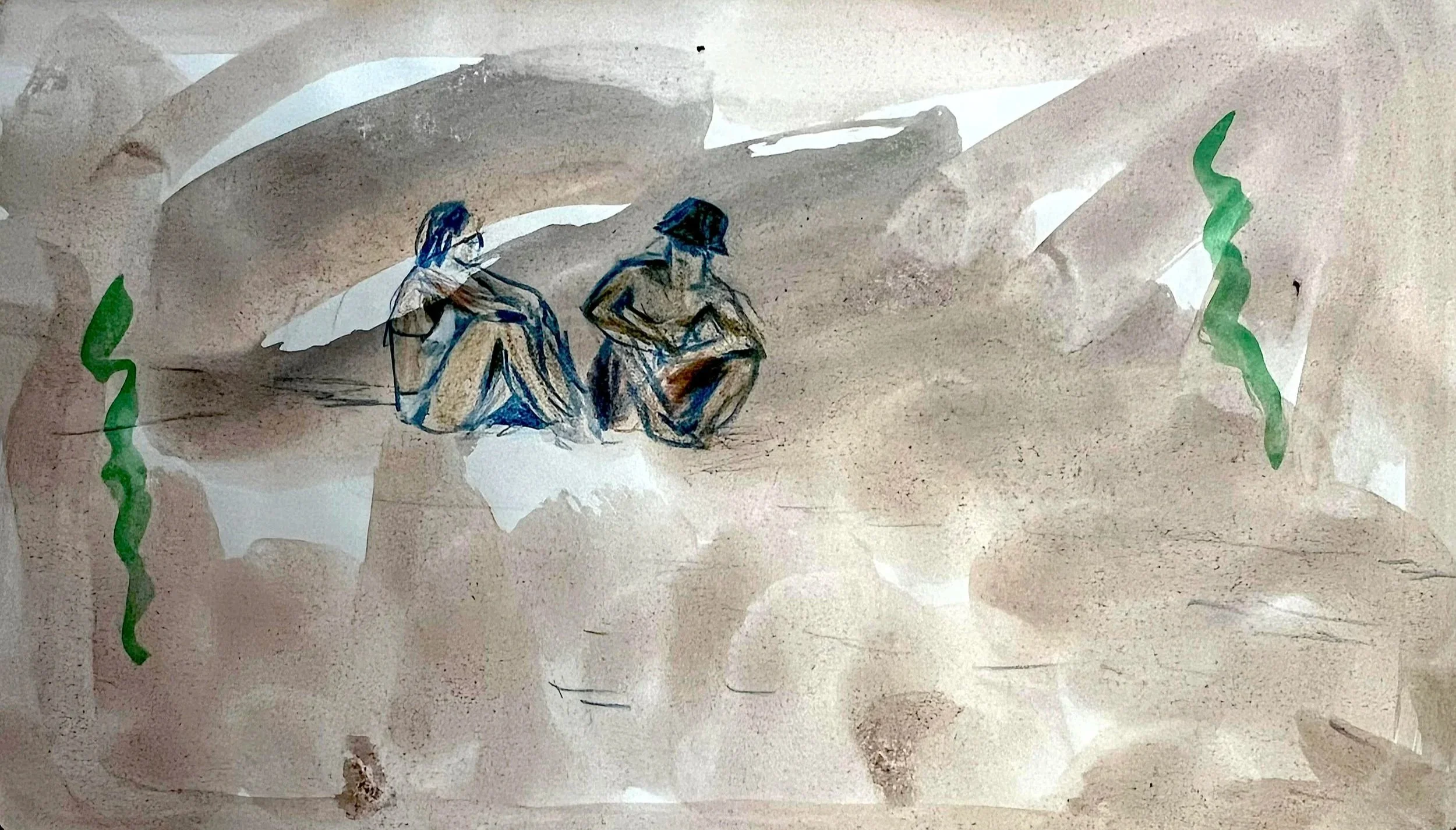 Communion, Watercolour and coloured pencil on paper, 13 x 21cm, $20.00