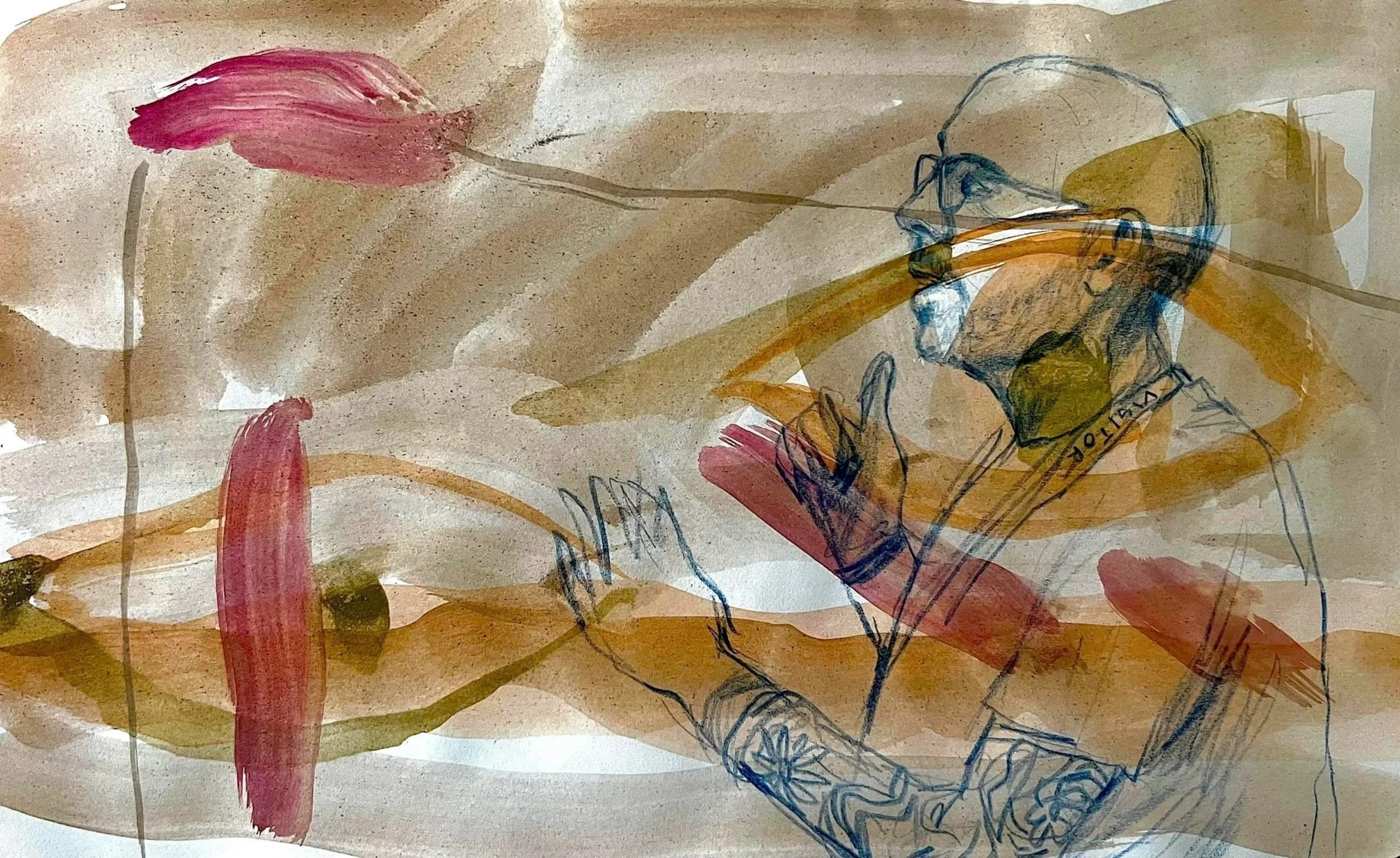 The Accountant, Watercolour and coloured pencil on paper, 13 x 21cm, $20.00
