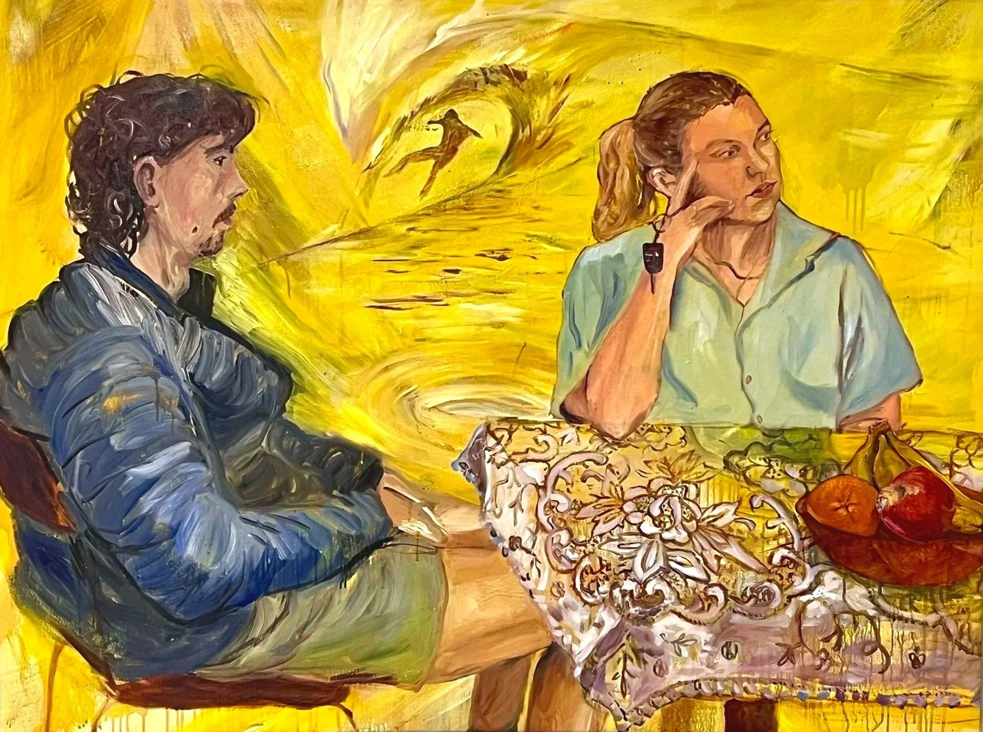 Family Matters; 2025, Oil on canvas, 91.5 x 122 cm