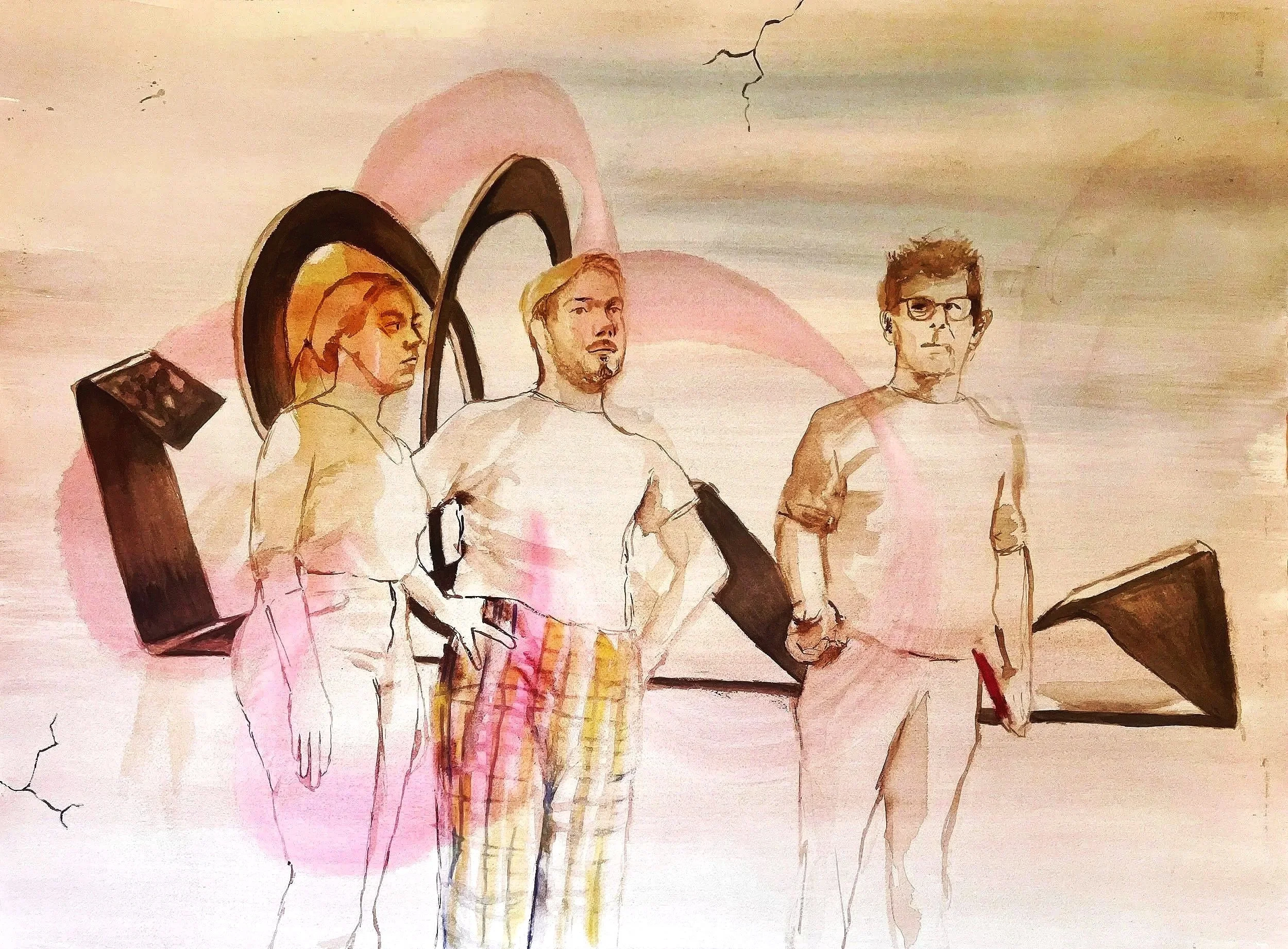 The Architecture Students (UniMelb), 2025, Watercolour on paper, 56.9 x 76.6cm