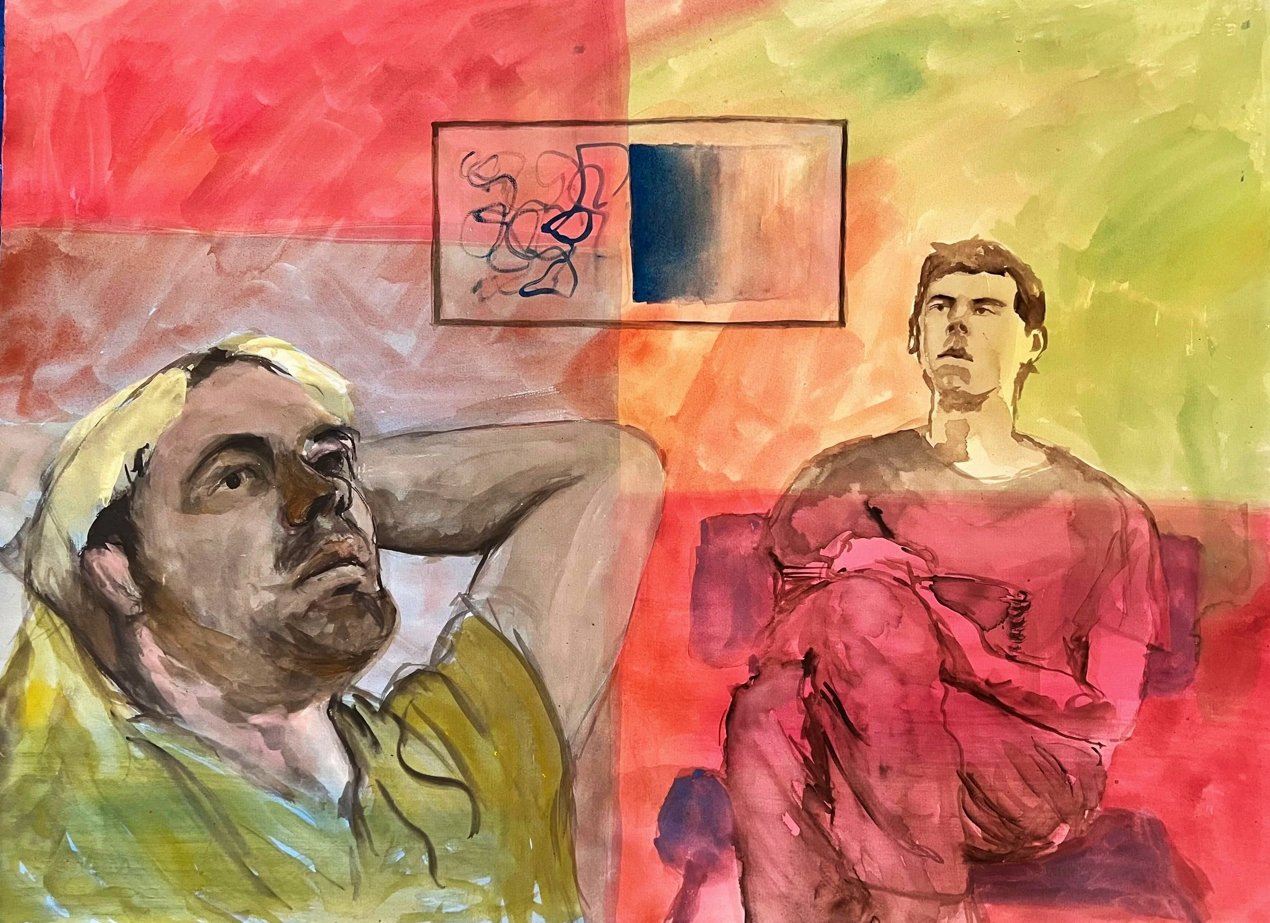 I can't cure the grid; 2019, Watercolour on paper, 56.9 x 76.6cm, $550