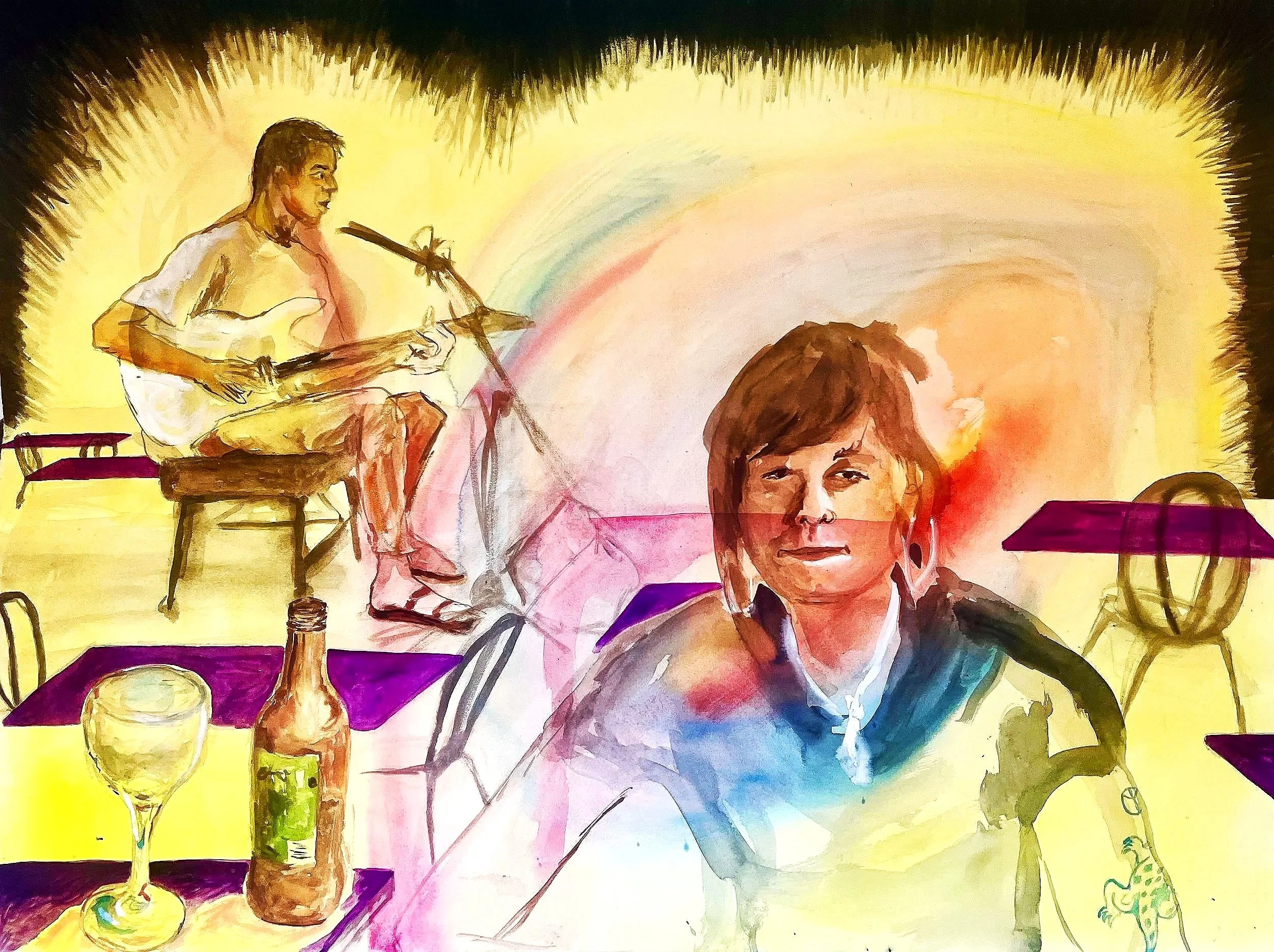 Titanic Bar and Bistro (Open 7 Days Per Week), 2025, Watercolour on paper, 56.9 x 76.6cm