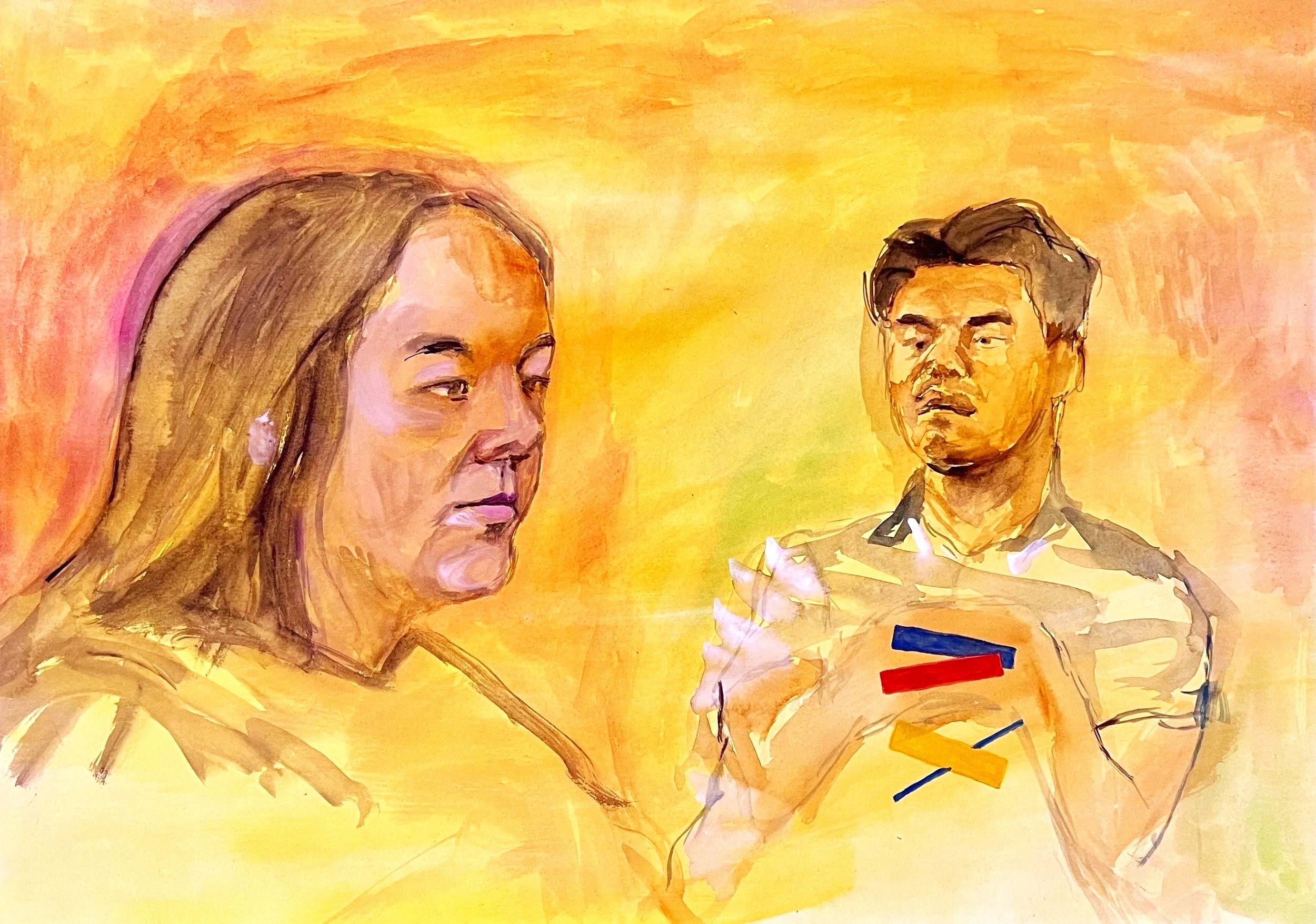 Primary Choreography; 2024, Watercolour on paper, 42 x 59.5cm