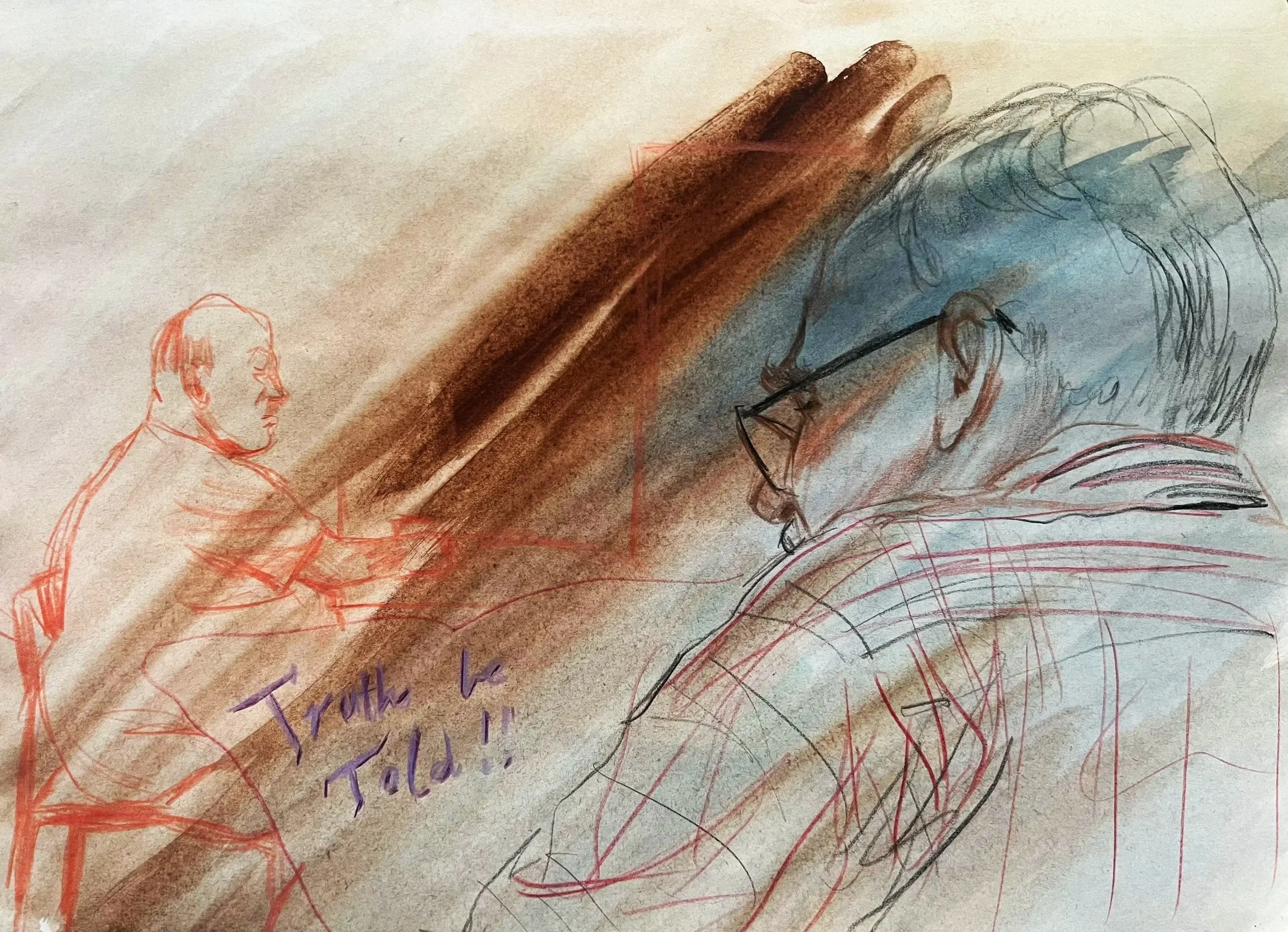 Truth be Told (II); 2023, Watercolour and colour pencil on paper, 21.5 x 28cm