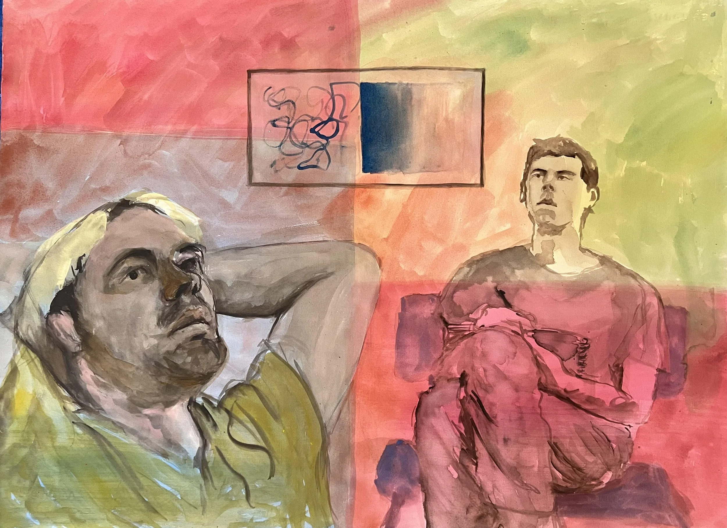 I can't cure the grid; 2019, Watercolour on paper, 56.9 x 76.6cm, $550