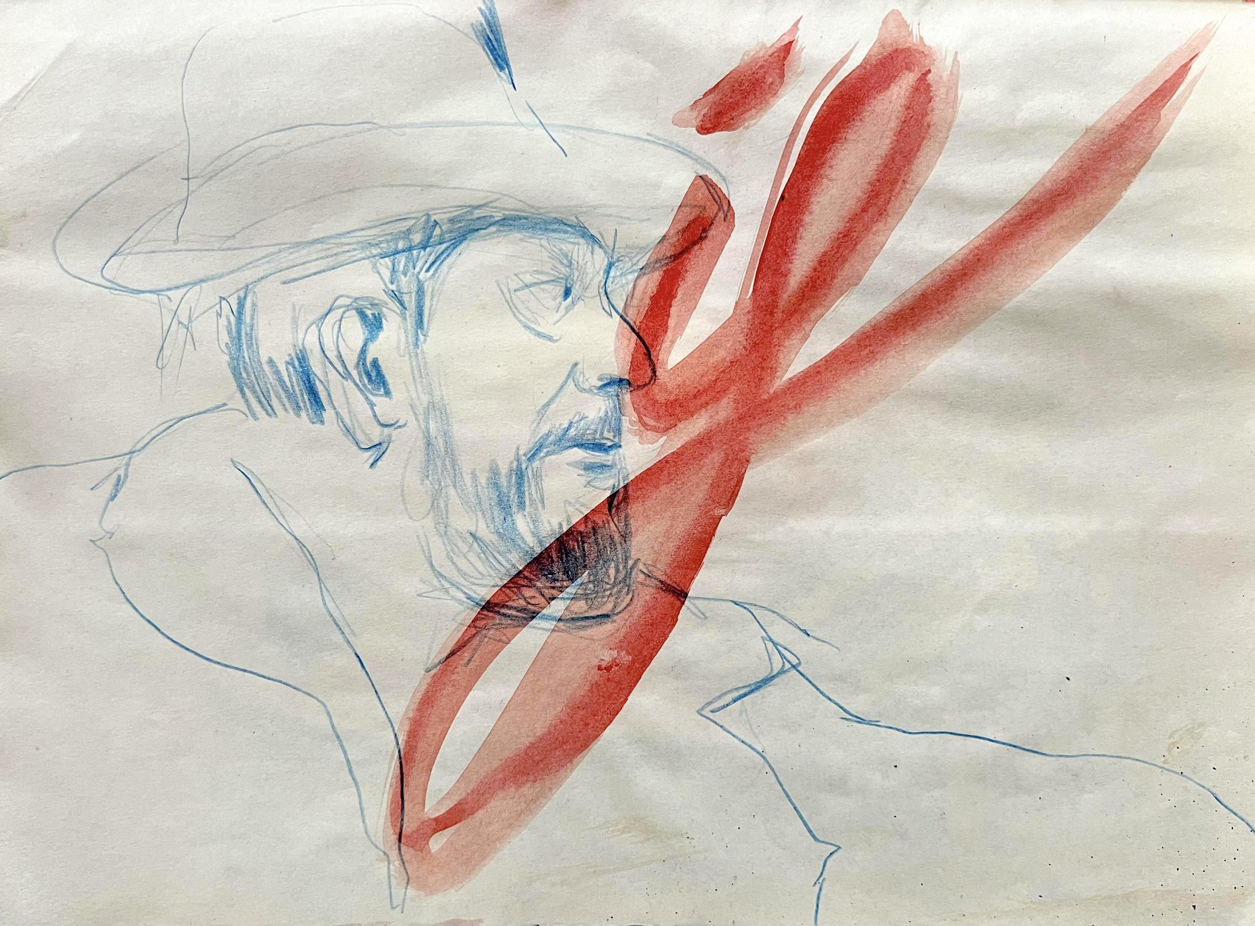 If; 2022, Watercolour and coloured pencil on paper