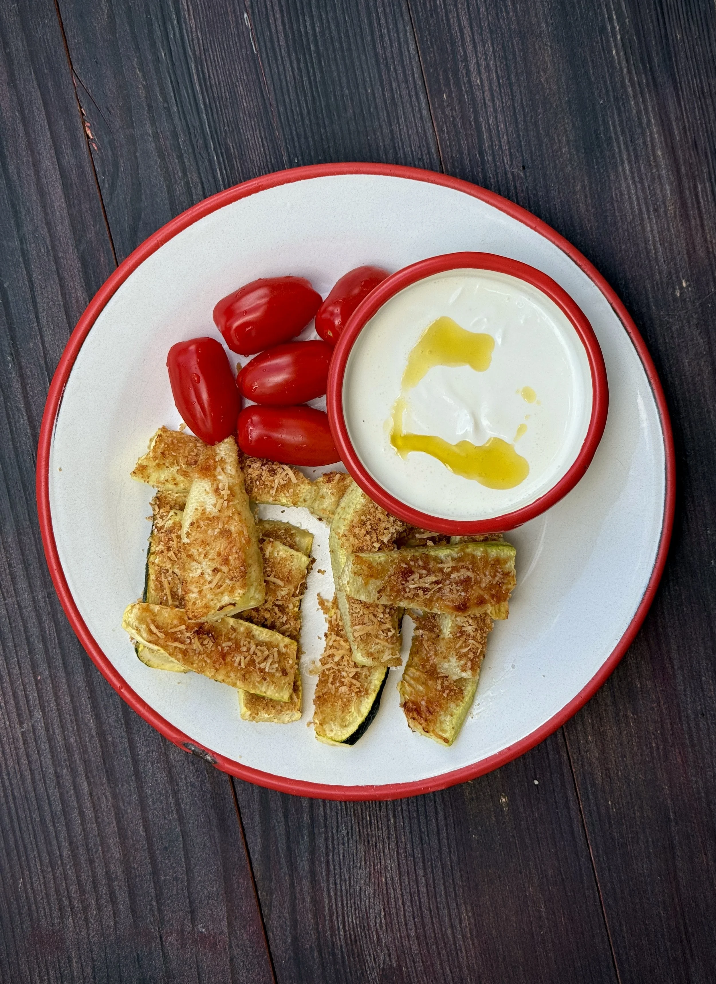 Parmesan Zucchini Sticks With Whipped Feta Dip