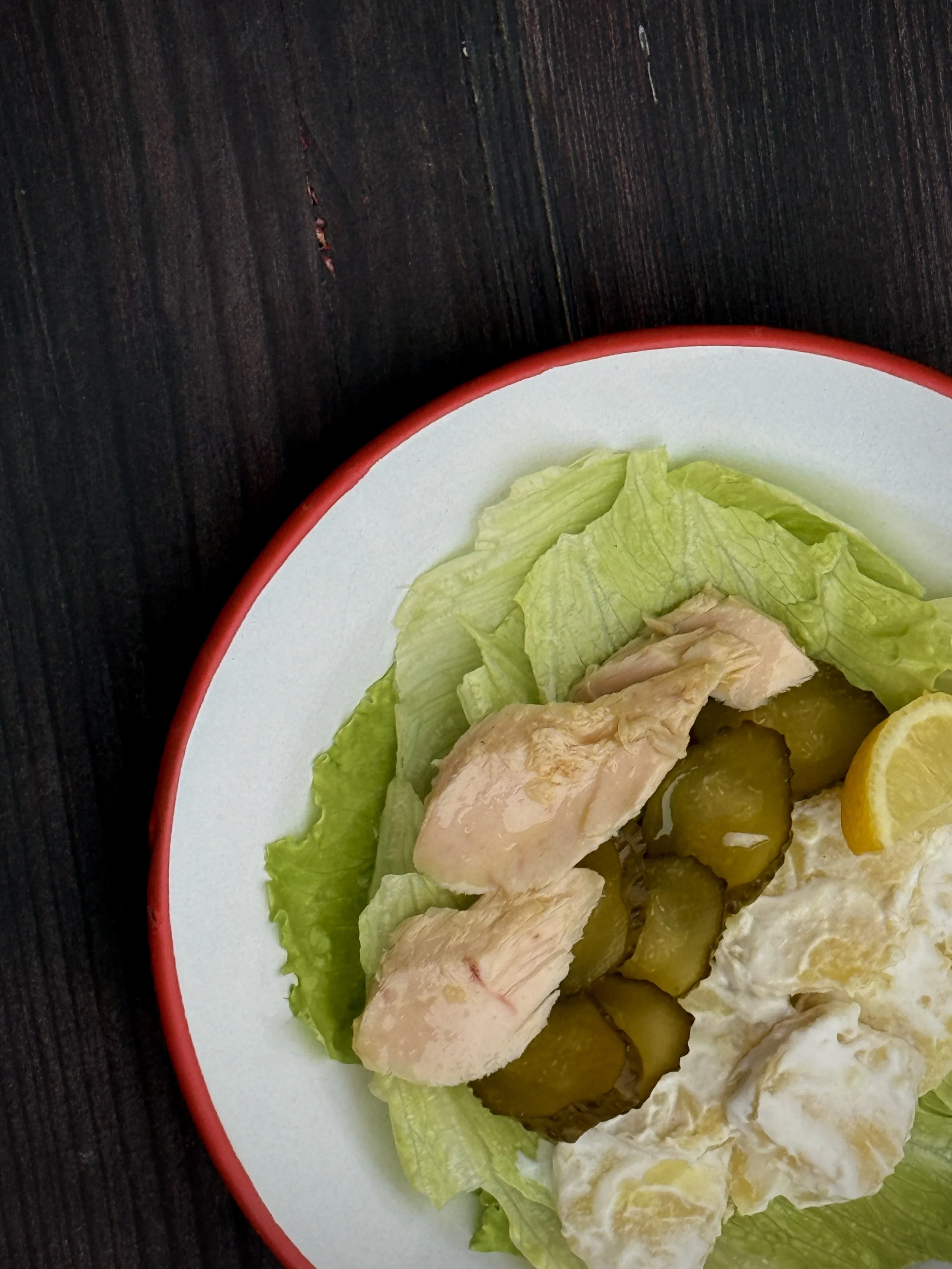 Baked Potatoes Salad With Tuna and Pickled Cucumbers