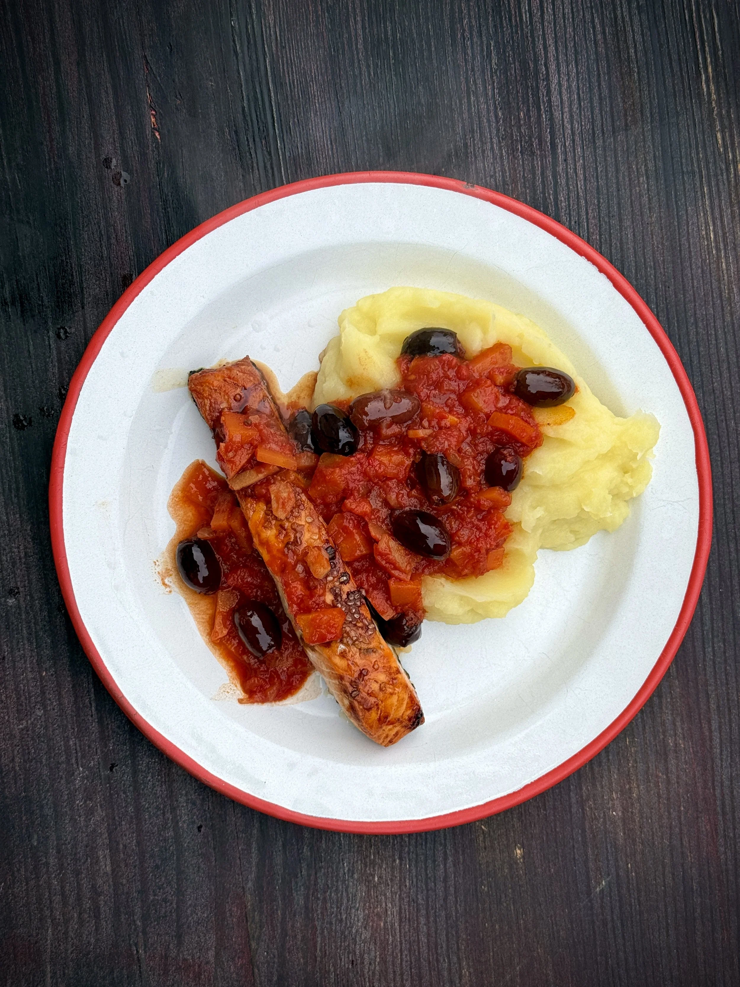 Roasted Salmon With Tomato-Olive Sauce