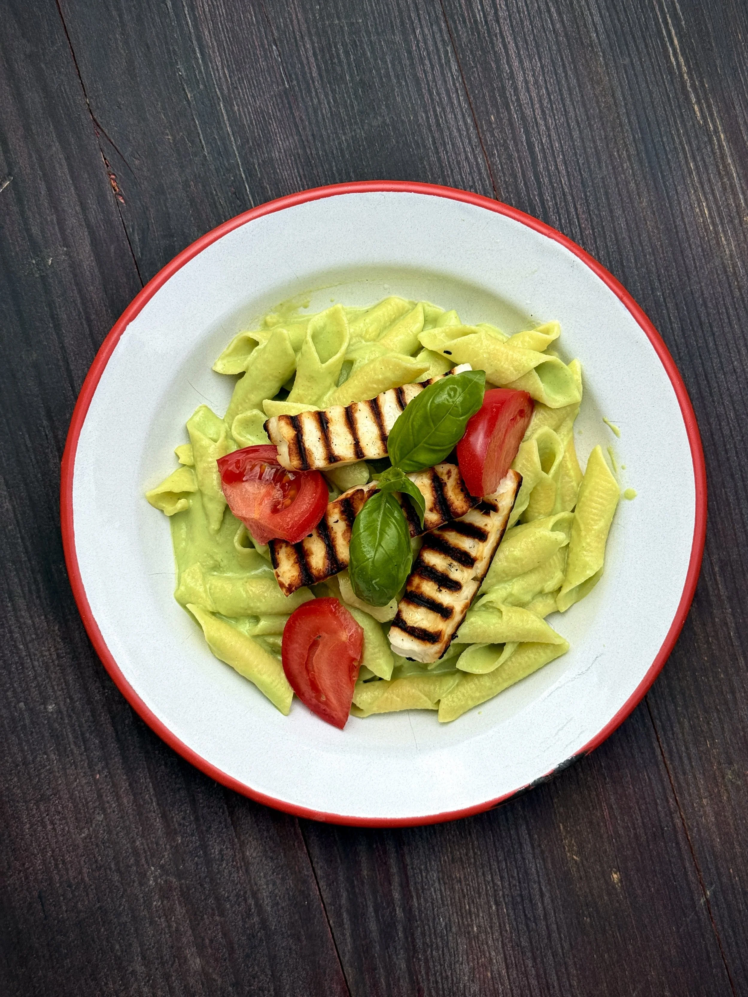Pesto Pasta Salad With Grilled Halloumi