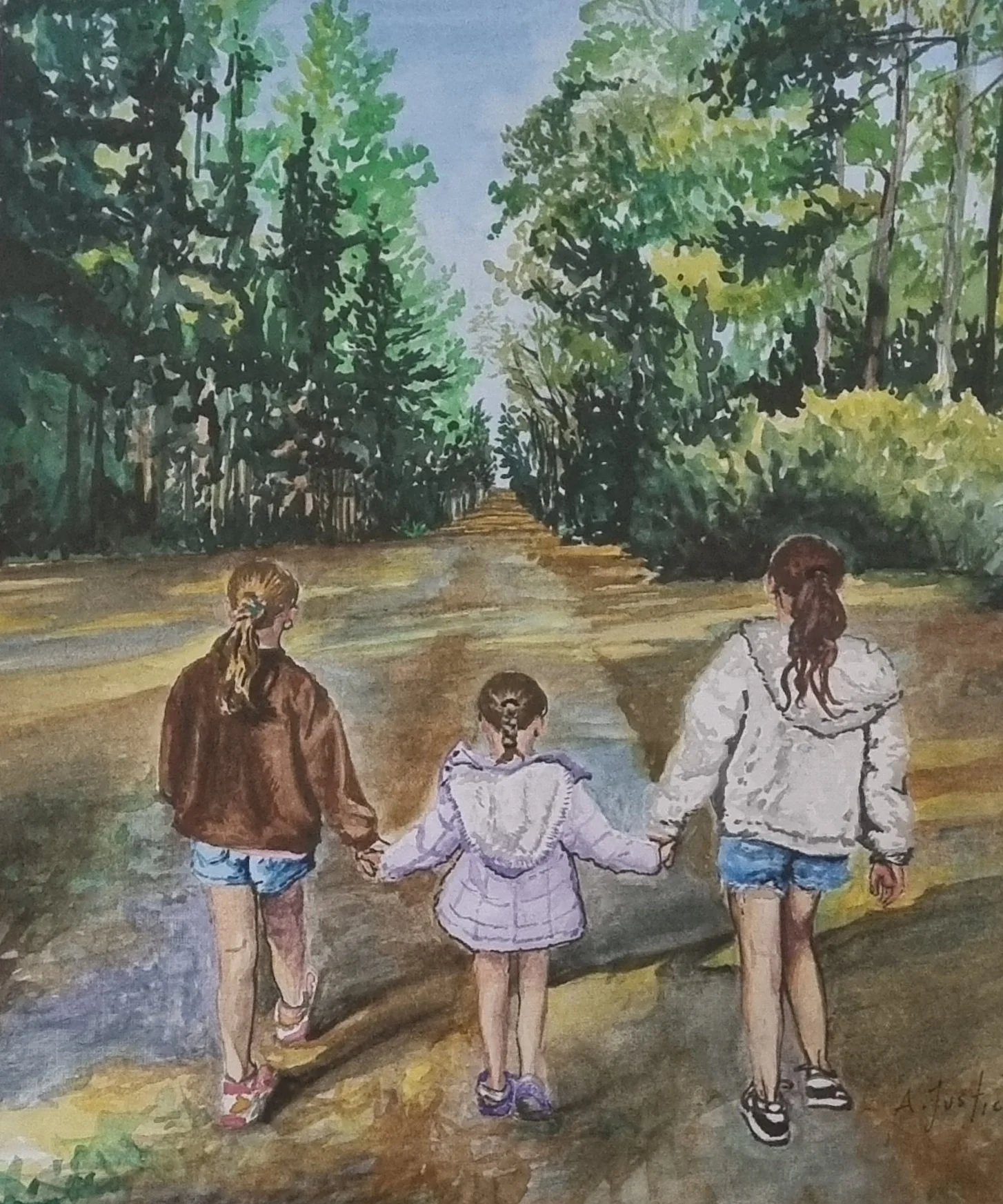 Sisters, 20cm x 28cm, Watercolour on paper