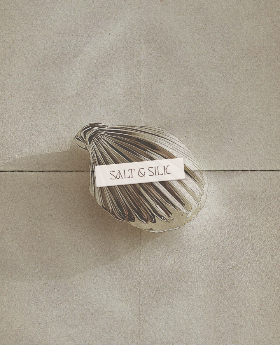 Perth graphic designer brand identity flat lay for Salt & Silk