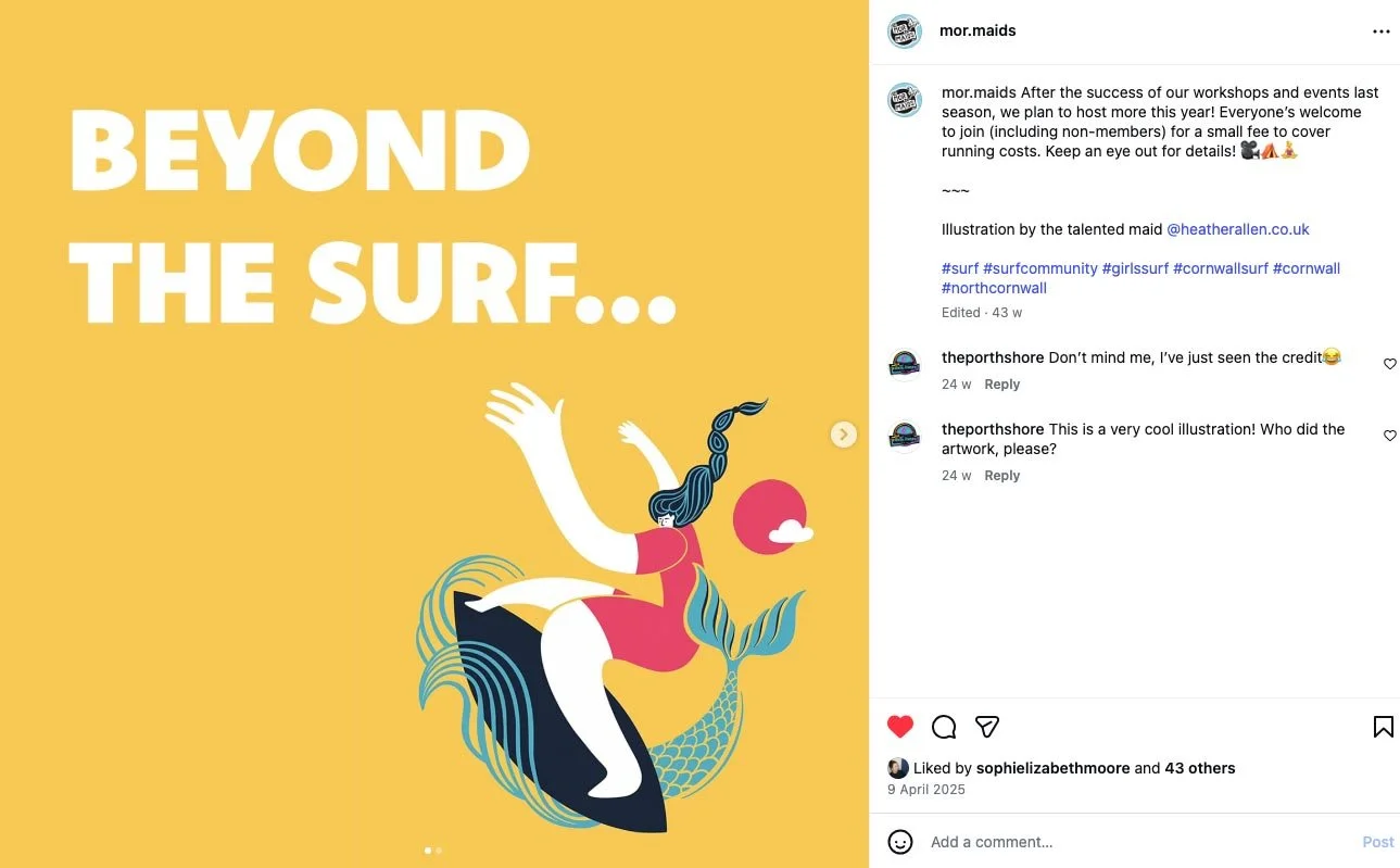 surfing illustration with the text Beyond the Surf