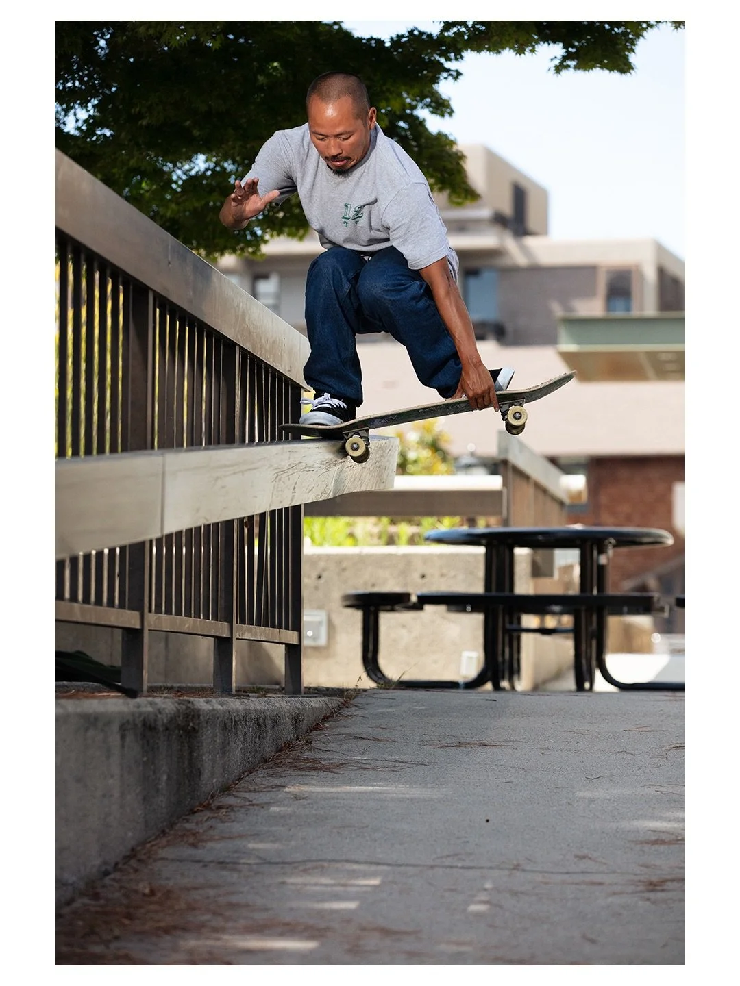 A mission through some Berkeley &amp; Oakland spots courtesy of @jawzpawz, towards the end of my summer in SF a few years back. ⁣
⁣
Noseslide grab featured in the new @downwardmag. 👊⁣
⁣
We even got a speedy double set ollie inside one of the Univers