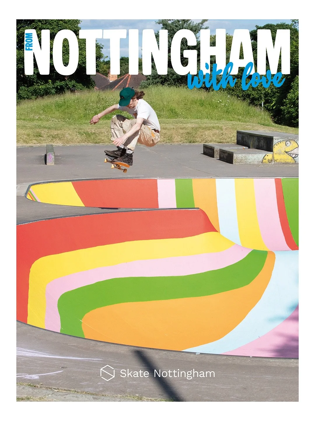 Nick on the cover of &lsquo;From Nottingham with love&rsquo;, a @skatenottingham zine I published late last year, featuring images from myself and a bunch of other talented photographers &amp; artists. ⁣
⁣
Designed to be enjoyed by local Notts skater