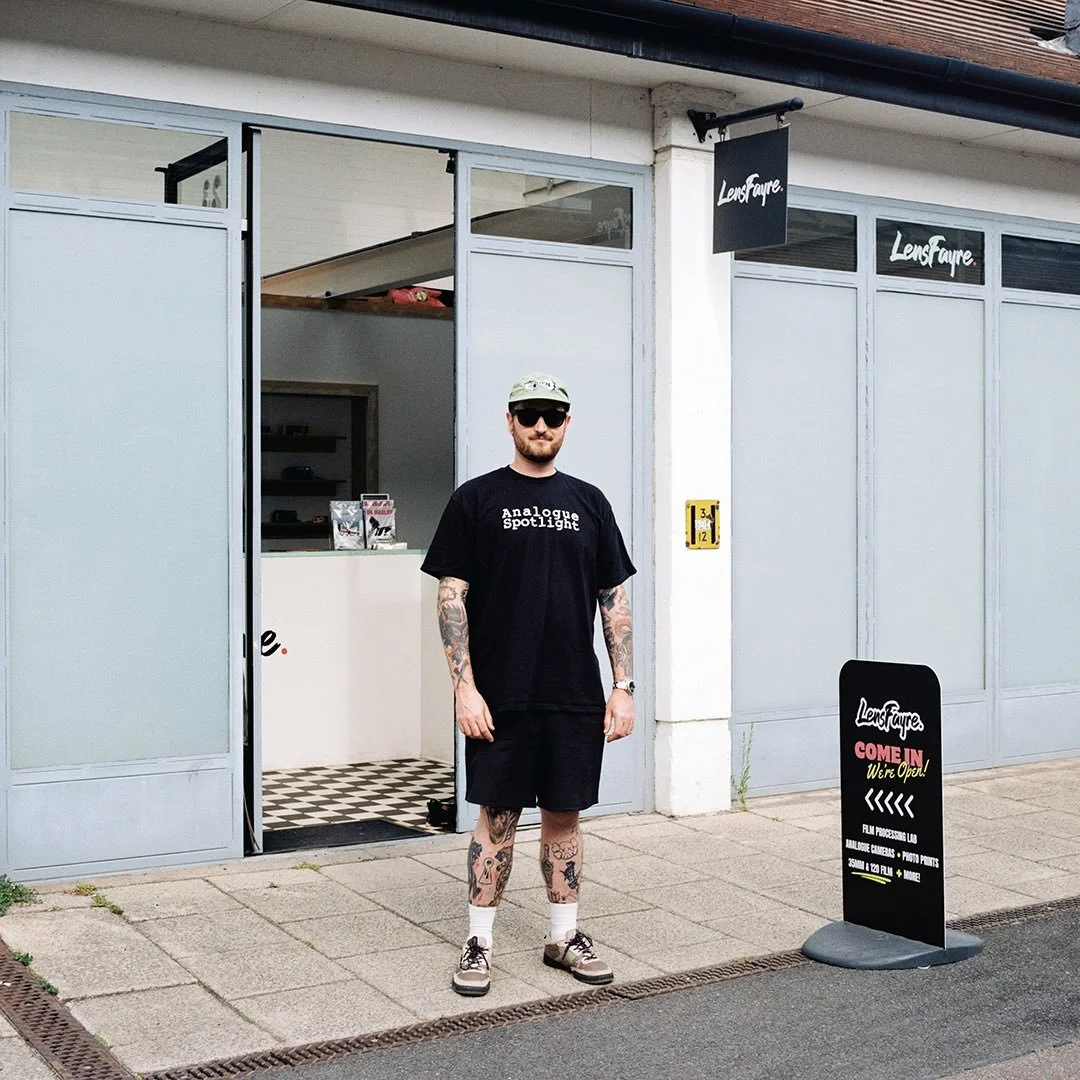 Wes is a photographer, drummer, film processing wizard, and probably developed this roll of mine himself!⁣
⁣
Go see the homies at @lensfayre in the Sneinton Avenues for film processing, scanning, second-hand cameras, zines, and more!⁣
⁣
#filmaintdead