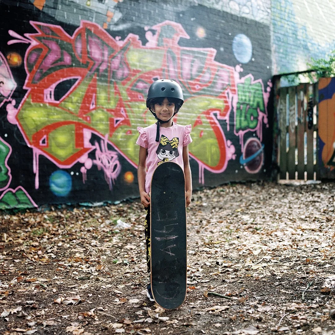Maleeha, our star skater who attended all 5 events of our @skatenottingham Maples Street skatepark programme in August. ⁣
⁣
See a short film about this project, and Hyson Green&rsquo;s skateboarding &amp; graffiti heritage, over on skatenottingham.co