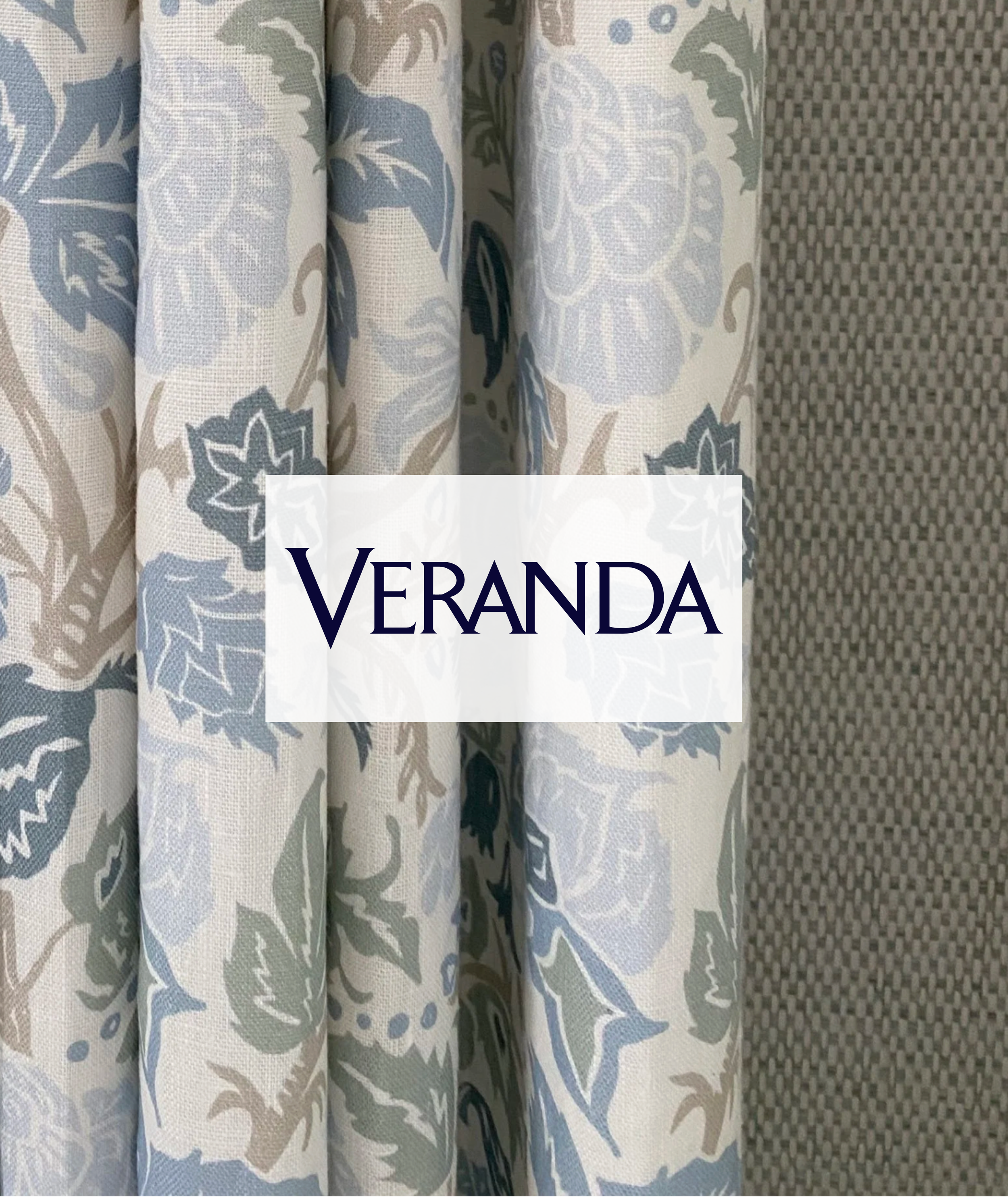 The Tree of Life fabric featured from Marika Meyer Textiles. An overlay of the Veranda Magazine logo where a write-up about this fabric and pattern was featured.