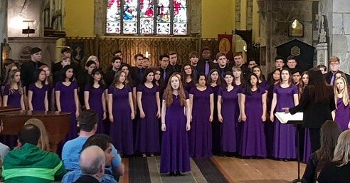 The Kamiak High School Choir performing in Galway during their 2019 concert tour of Ireland, which also incorporated performances in Cork and Dublin, as well as a choral workshop with Local Irish musicians.