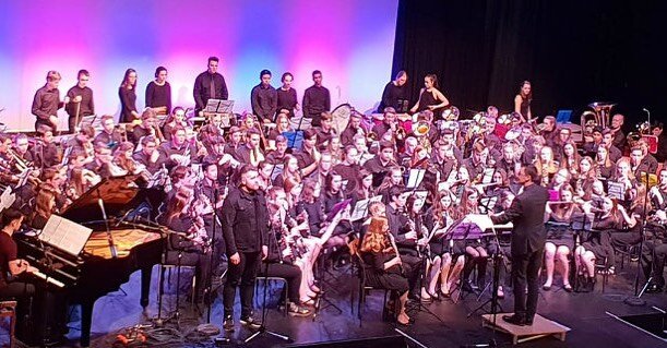 The 150- piece concert band from Rosemount High School performing in Dublin during their 2019 concert tour to the UK and Ireland, with additional performances in Galway and Belfast. They also performed with well-know Irish duo, Glenn and Ronan.