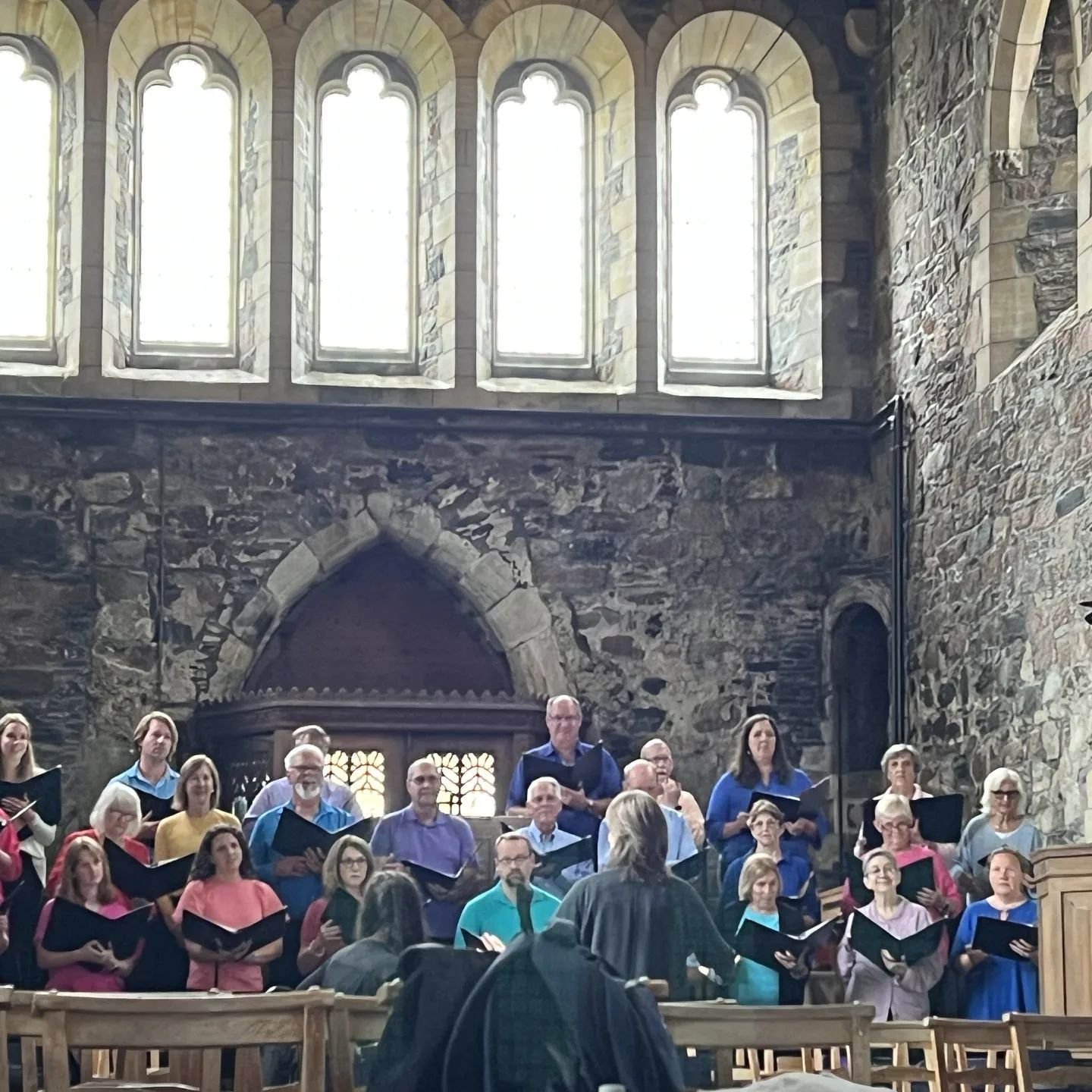 First Presbyterian Church Chancel Choir prepare to perform at Iona Abbey on the Isle of Iona. The small Island on the Western Coast of Scotland.