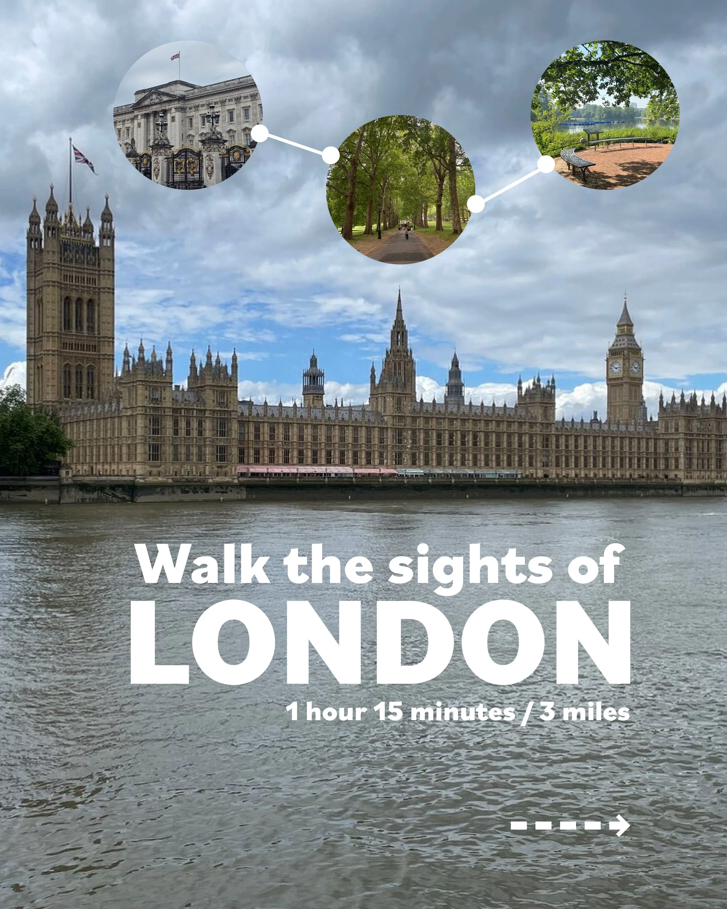 We believe the best way to see London is on foot 🇬🇧✨

This 3-mile walk takes you across both sides of the river, through some of the city&rsquo;s most iconic sights, and with plenty of green space along the way. Perfect for a sunny London day ☀️🌿
