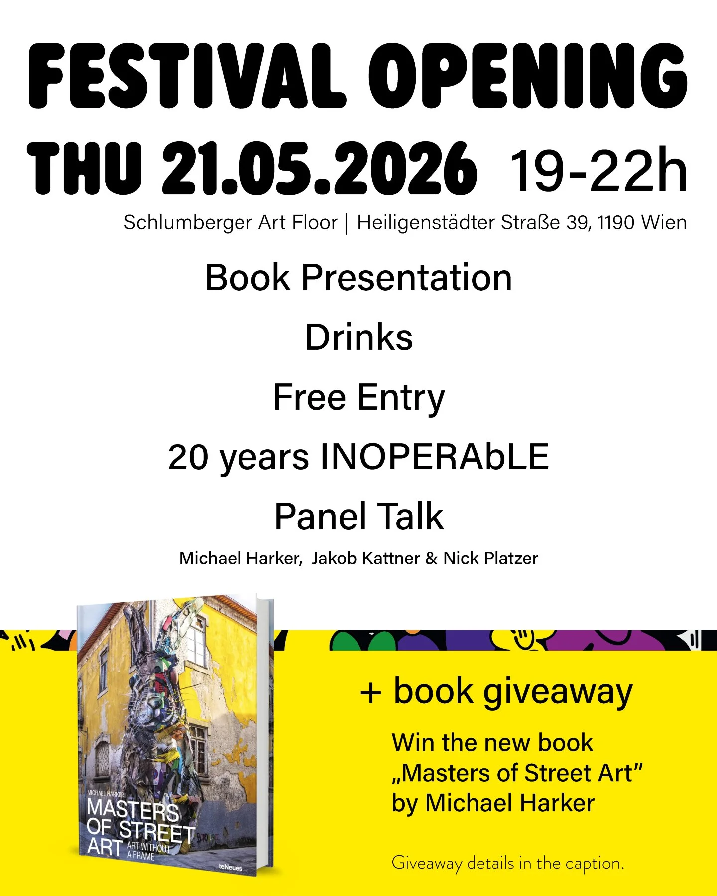 🎉 GIVEAWAY! Win a copy of Masters of Street Art 📖
How to participate:
⭐ Follow us @callelibre
⭐ Tag 2 friends in the comments

Giveaway ends on Wednesday the 20th of May, 2026 at 23:59. The book can be pick up at the Opening Event :)
______________