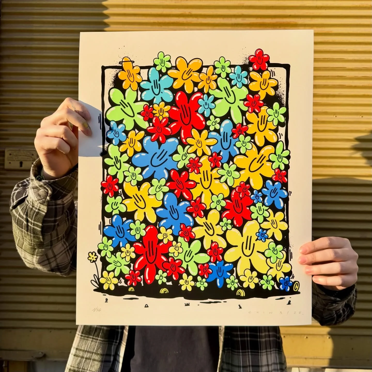 🧡 FESTIVAL PRINT 2026 &bdquo;Power Flower&ldquo; by @c.oin.s 

❤️ 5c screen print on Olin Regular Blanc Naturel, 250g/m&sup2; | 40&times;50cm, edition of 36 

💛 Printed in collaboration by @leapartprints 

🩷 Displayed tomorrow at Calle Libre Festi