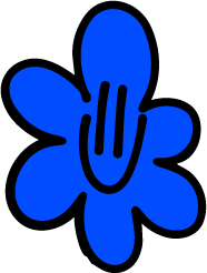 A blue flower with a smile