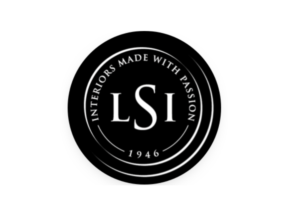 Black circular emblem with white text, reading "Interiors Made with Passions" and "LSI 1946" in the center.