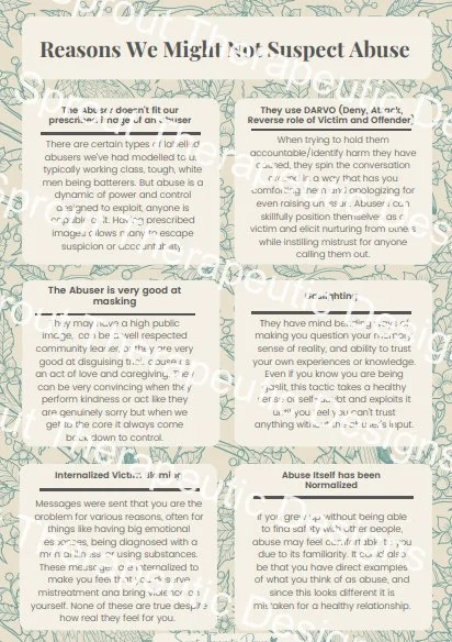 Reasons We Might Not Suspect Abuse