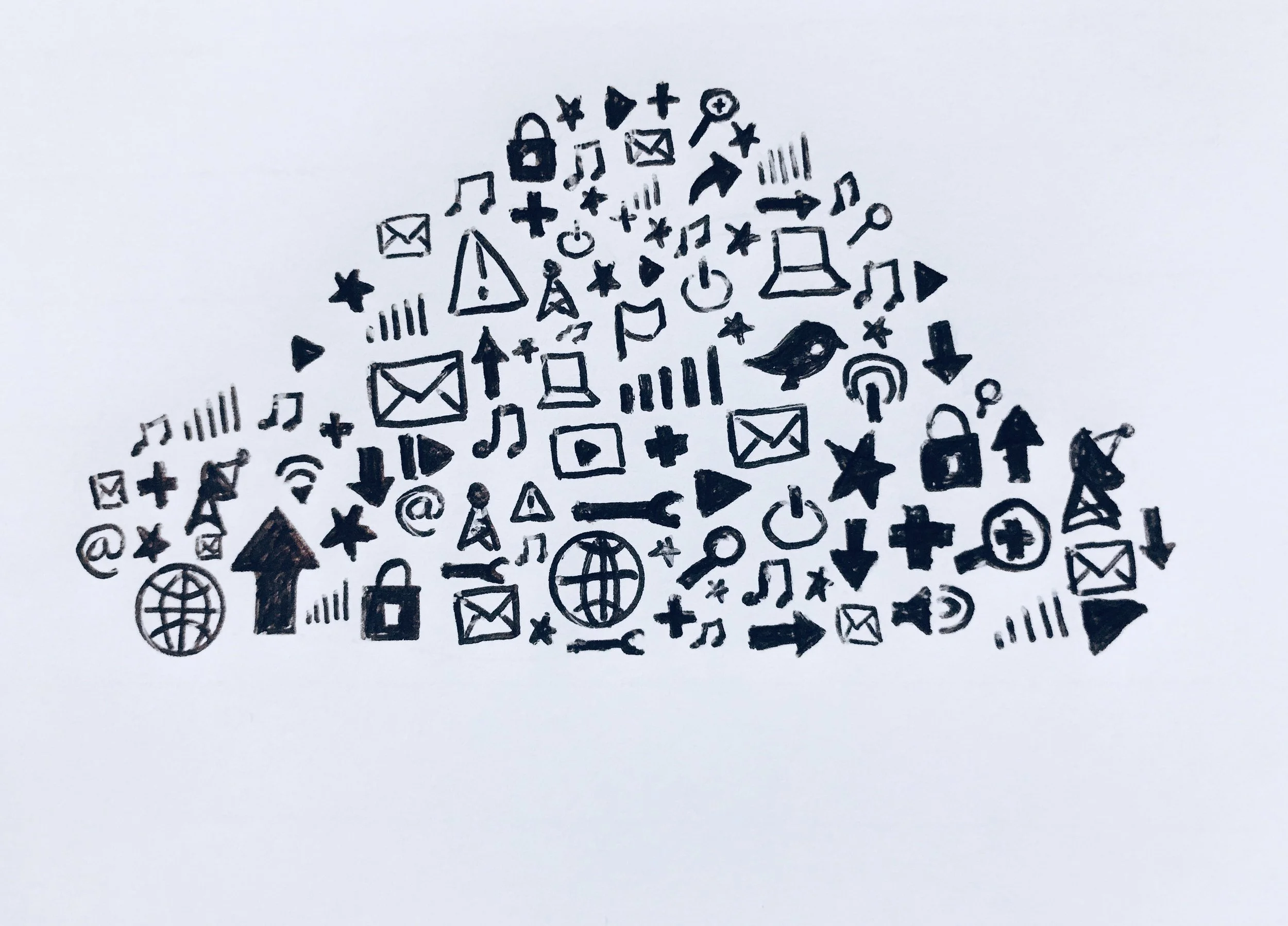 Data storage concept made by several electronic items and emojis