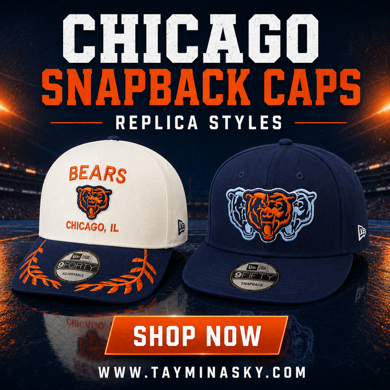Chicago Bears Replica Adjustable Snapback Caps