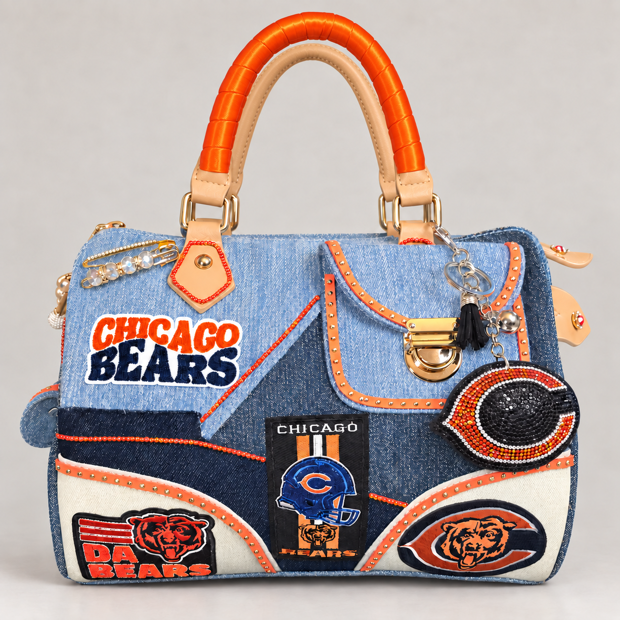 Custom Chicago Bears–Inspired Denim or Camouflage Handbag