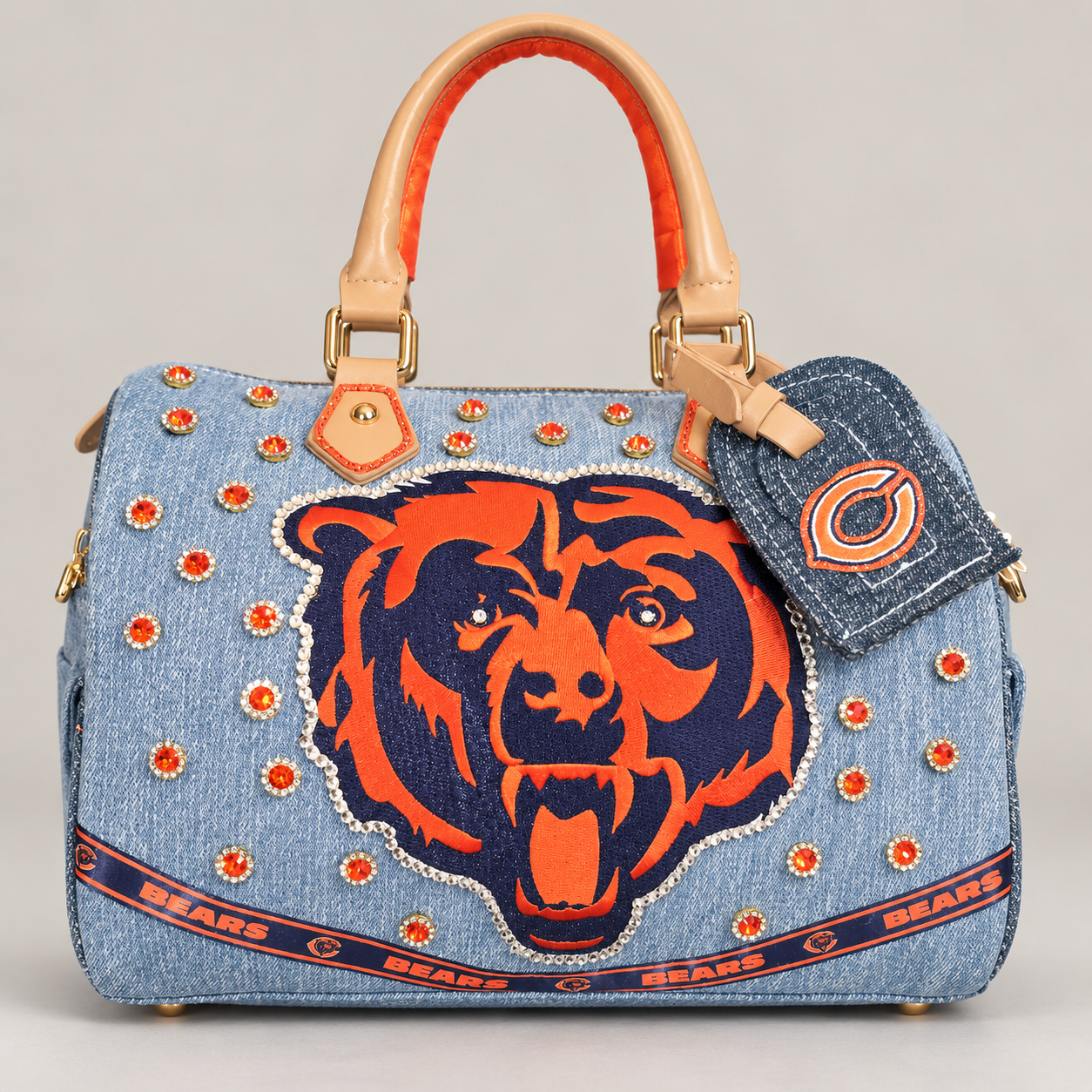 Chicago bear denim handbag back view.png