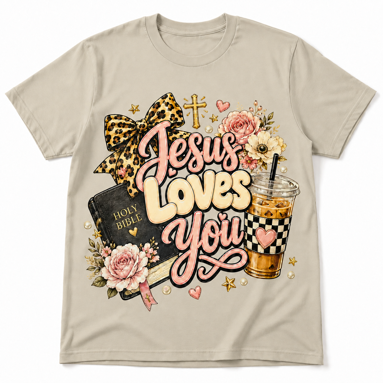 Stone-beige Jesus Loves You T-shirt.png