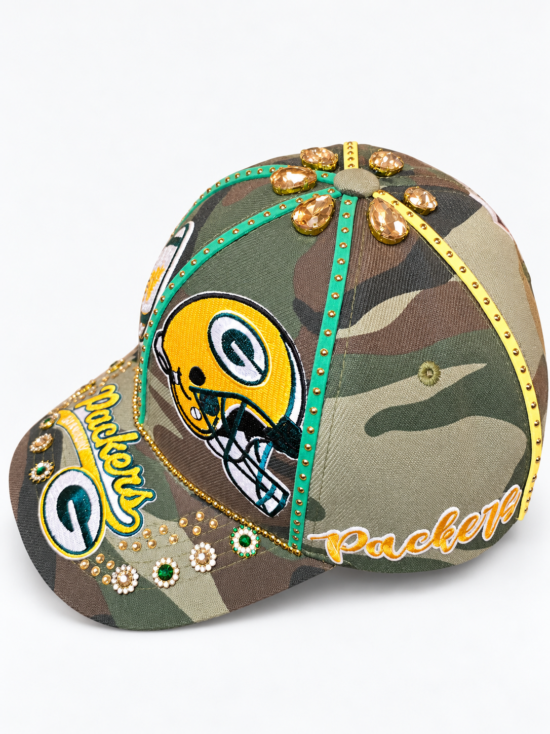 Embellished camouflage Packers cap on white.png