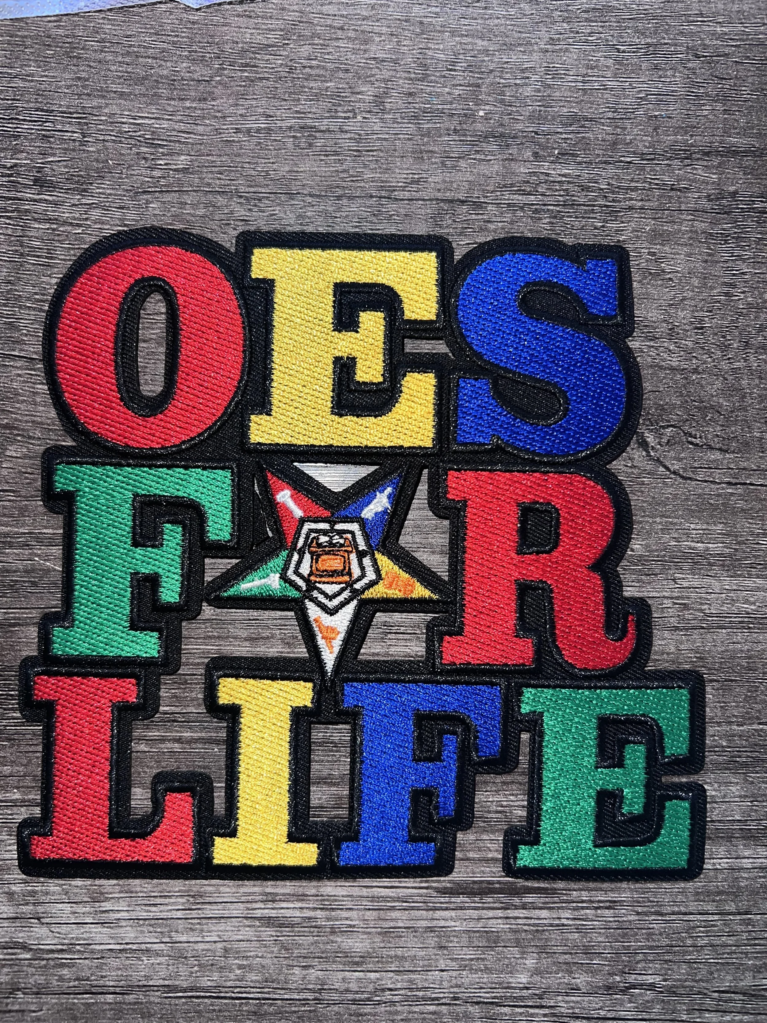 OES For Life Eastern Star Embroidered Patch (med)