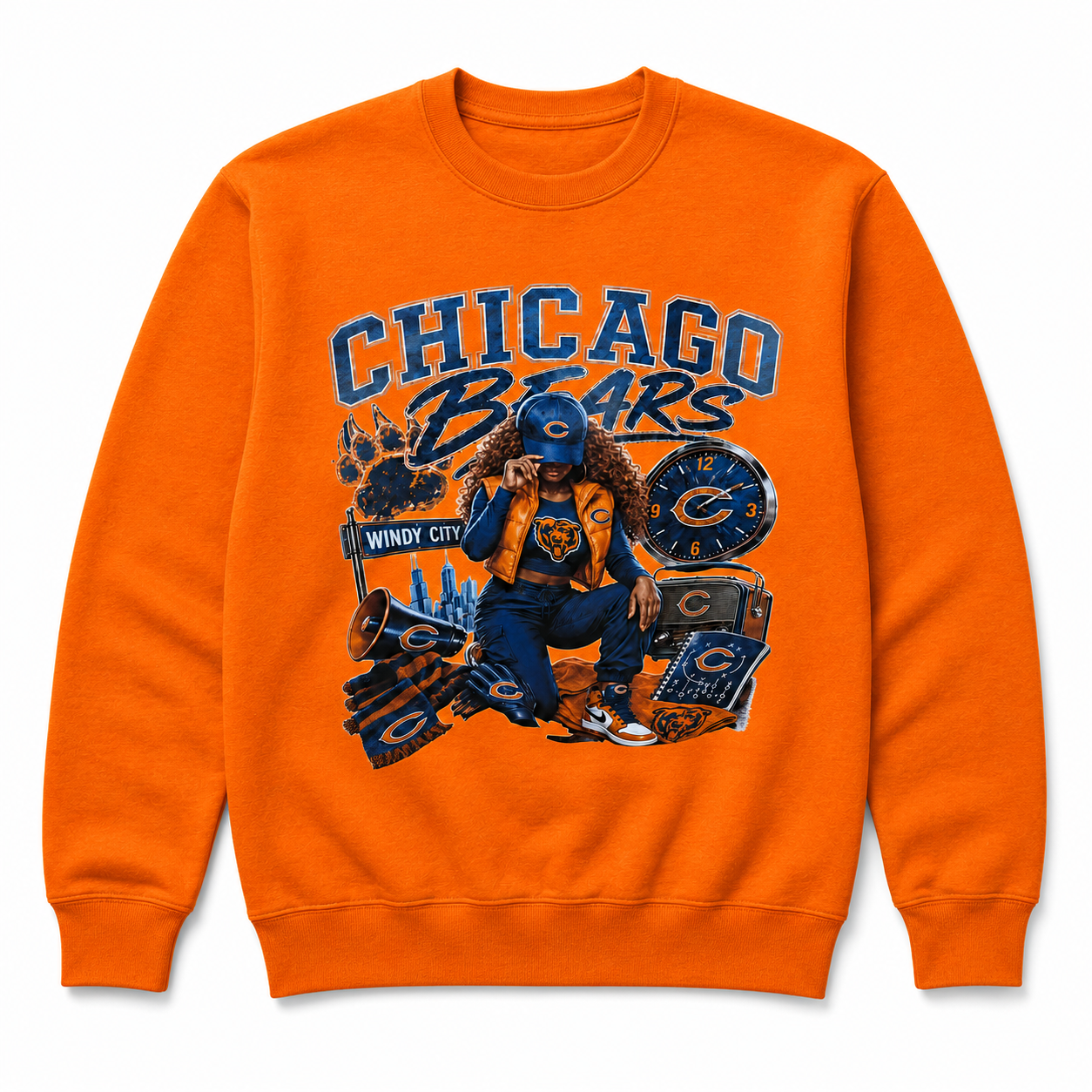 Orange Chicago Bears long-sleeve sweatshirt.png