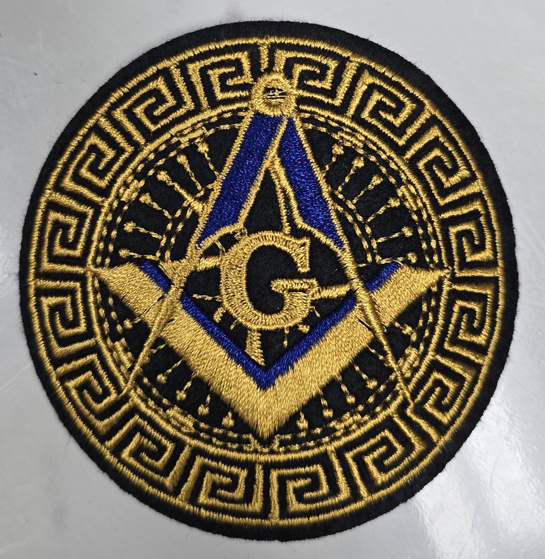 Royal Blue & Gold Masonic Compass Embroidered Patch