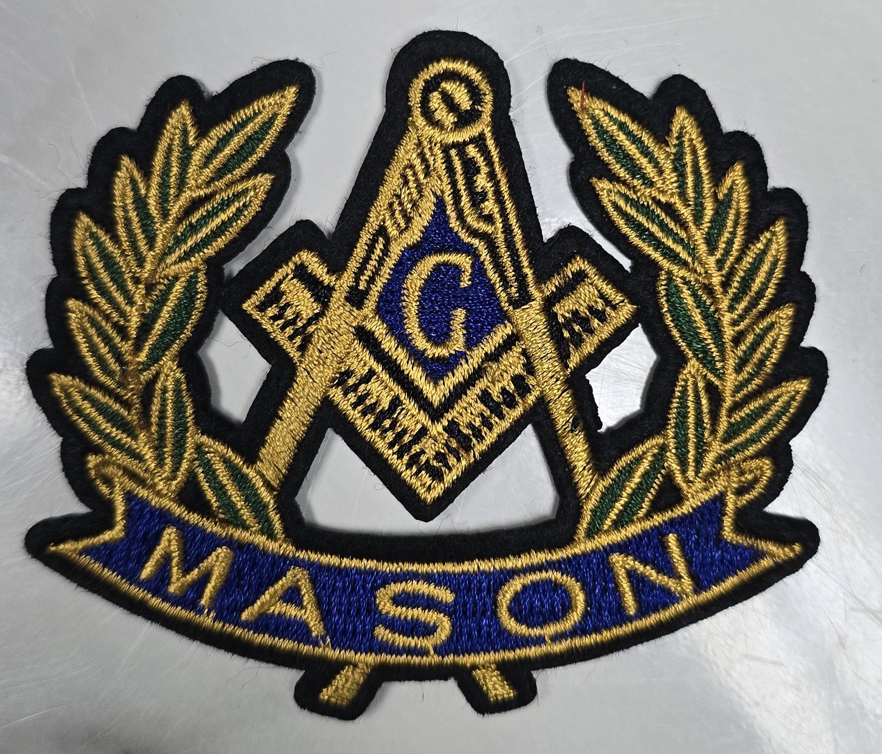 Classic Masonic Square & Compass Embroidered Patch – Blue & Gold