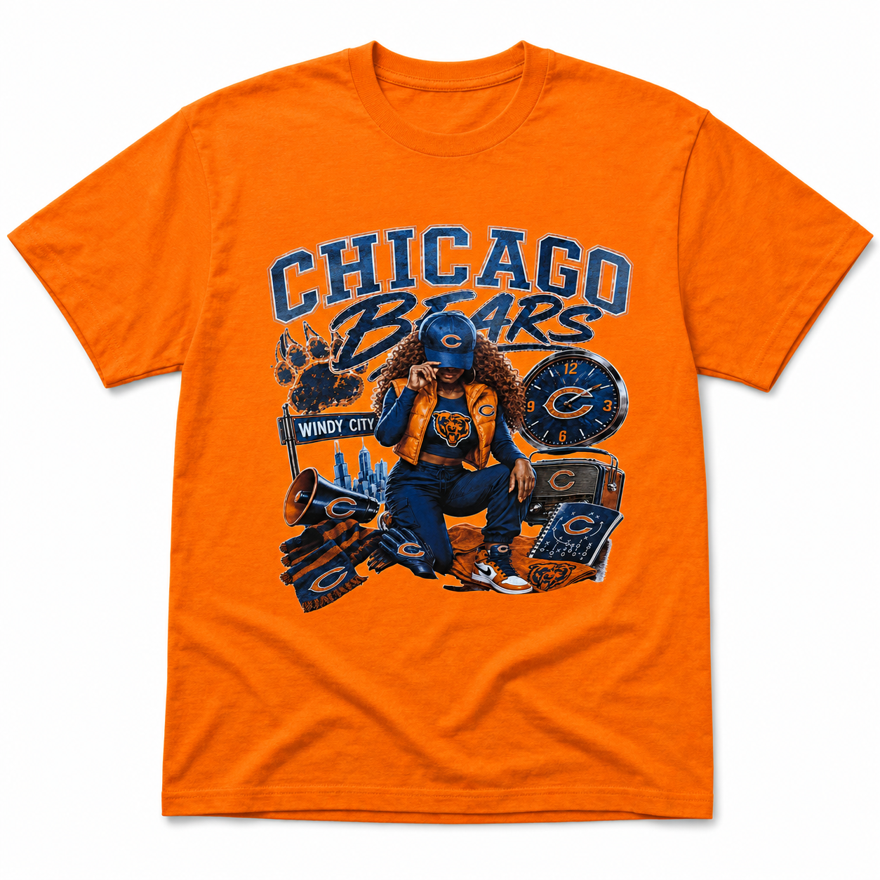 Chicago Bears Orange Graphic T-Shirt.png