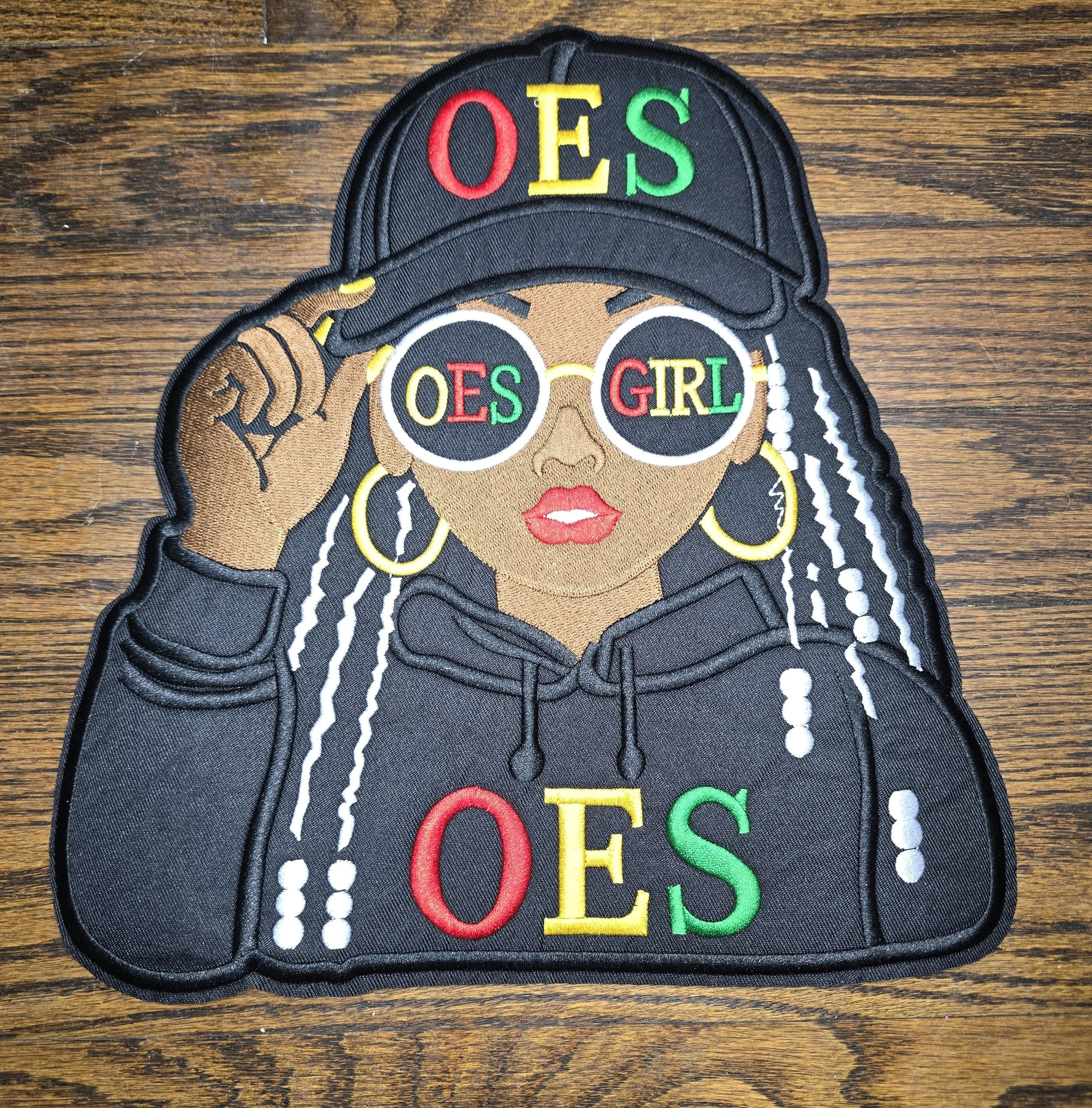 OES Girl Fashion Embroidered Chenille Patch – African American Sister (Large)