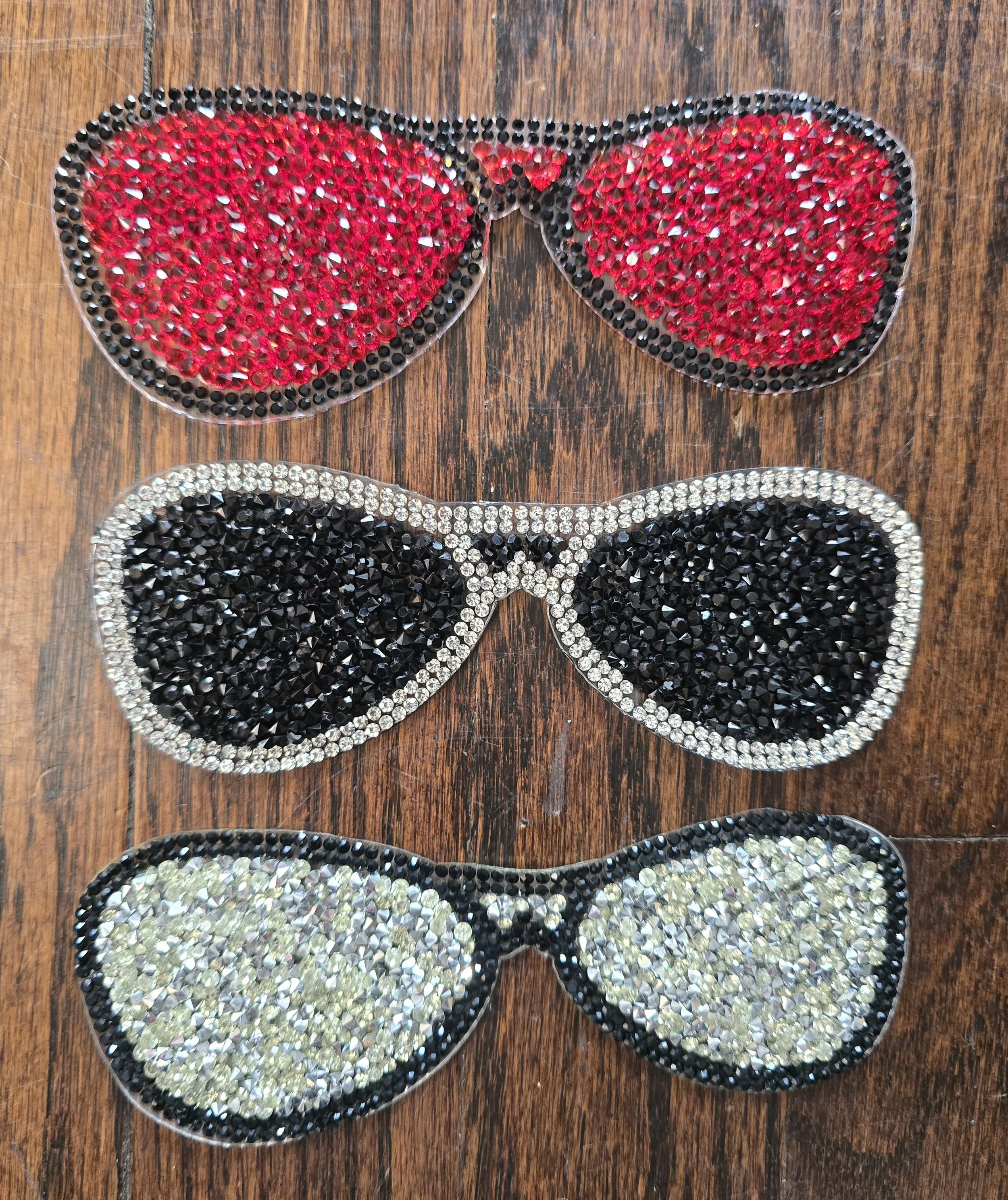 Rhinestone Sunglasses Iron-On Patch Collection (med)