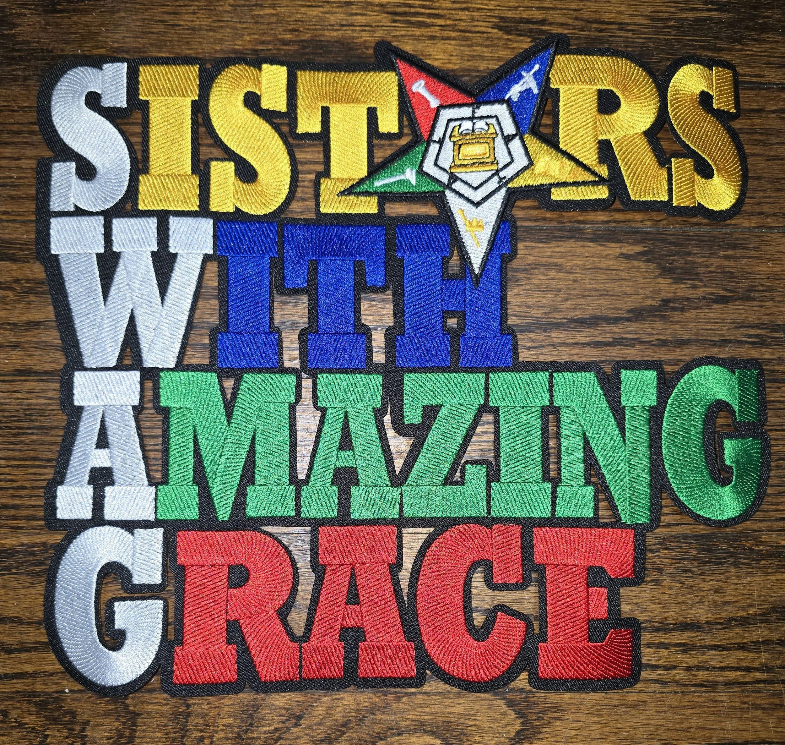 Sisters With Amazing Grace Embroidered Chenille Patch – Order of the Eastern Star (Large)