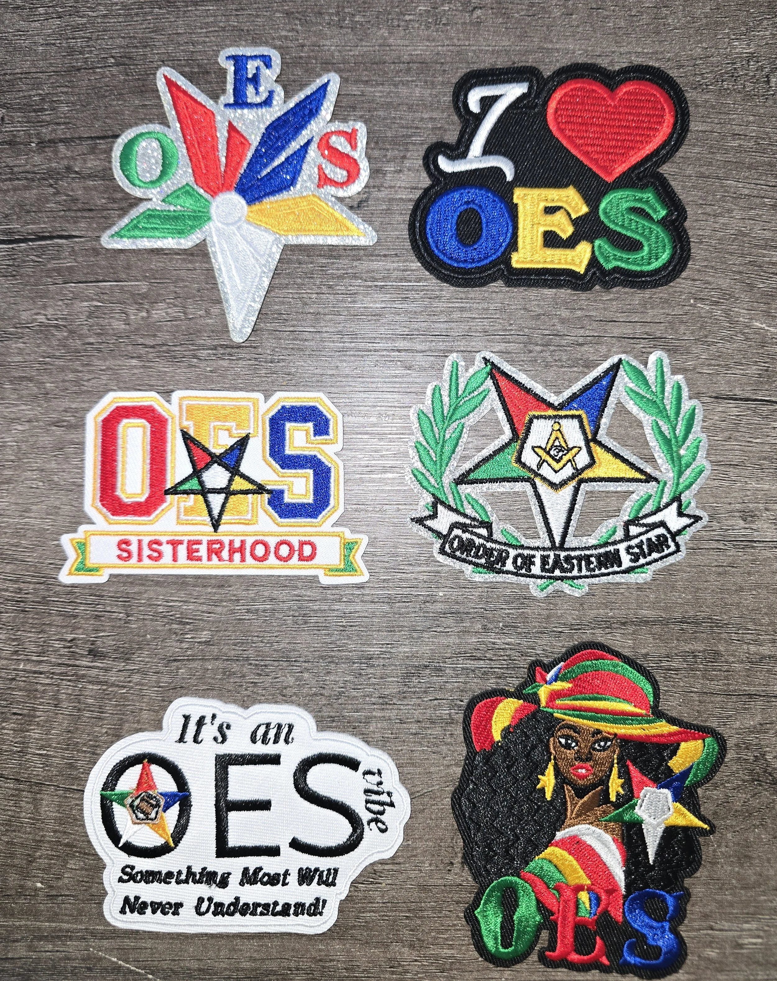 Order of the Eastern Star (OES) Embroidered Patch Bundle – 6 Piece Set (small)