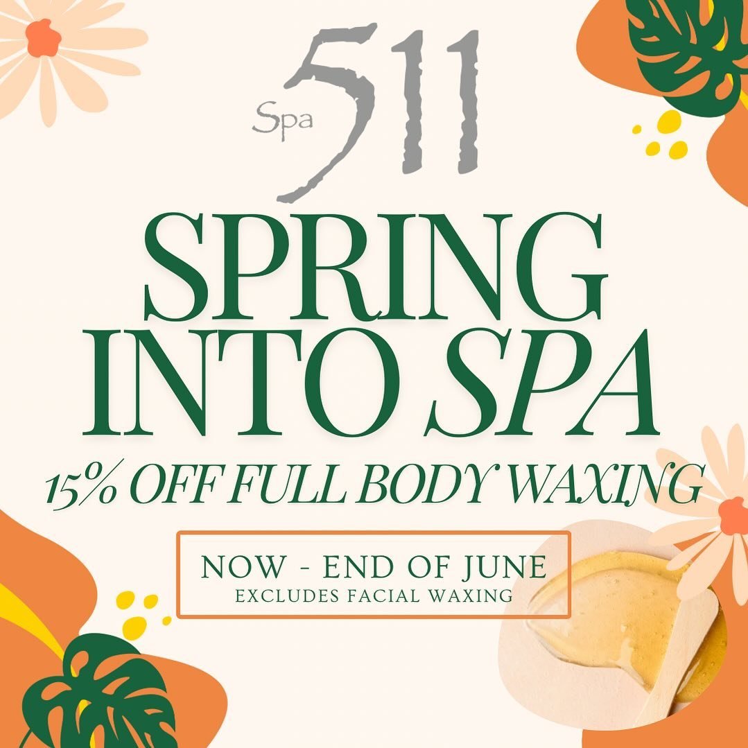 Spring into Spa 511!! Now through the end of June receive 15% off body waxing services with Sarah or Sami!

*excludes facial waxing

#salonandspa511 #spa511 #waxing #springintospa