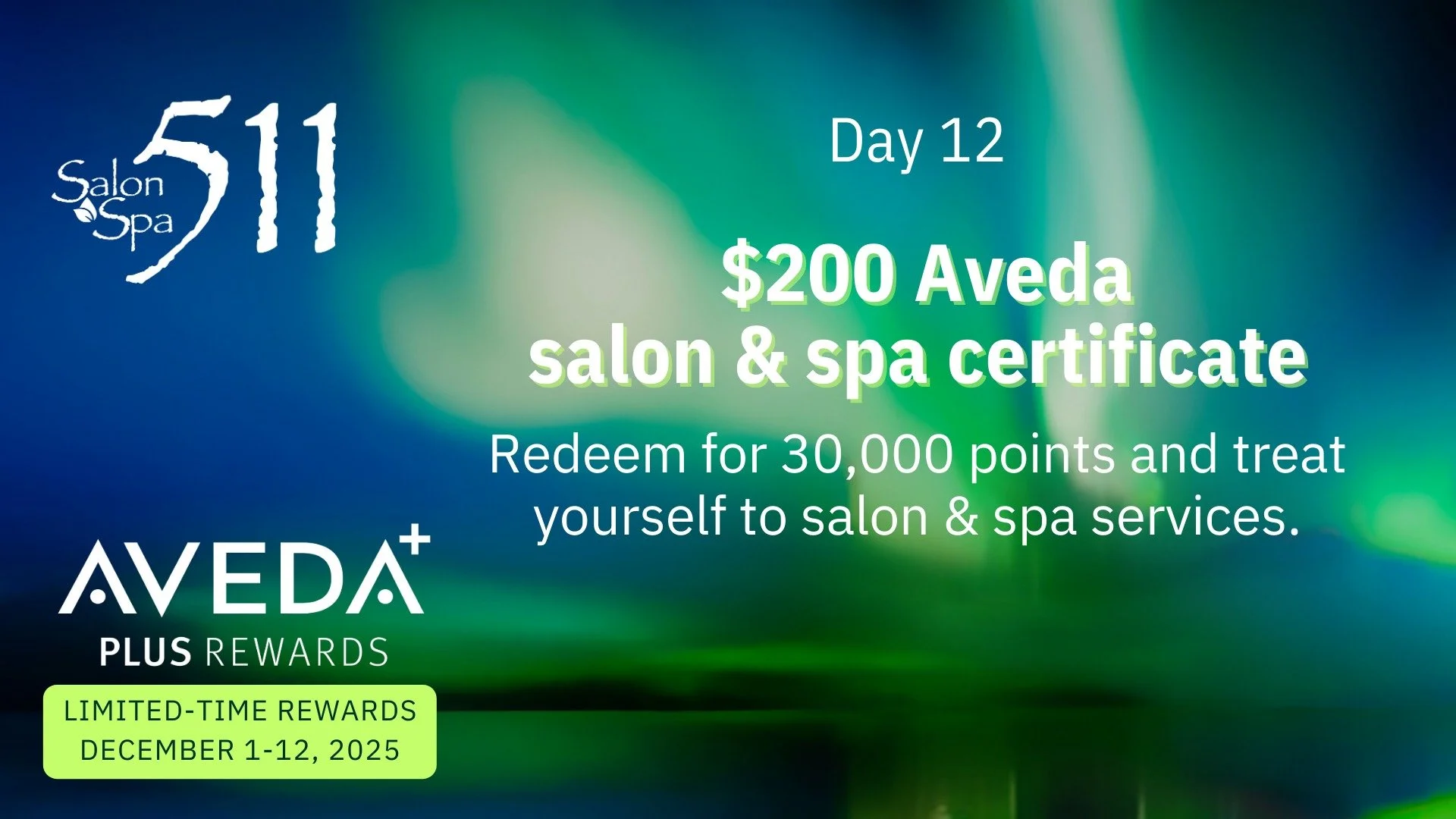 DAY 12 OF AVEDA HOLIDAY CHEER!! ✨

Aveda Plus Rewards Members you don't want to miss this one!! Give us a call and our front desk staff would be happy to help you redeem or log into your Aveda+ Plus Rewards to redeem. 

#salonandspa511 #avedasalon #a
